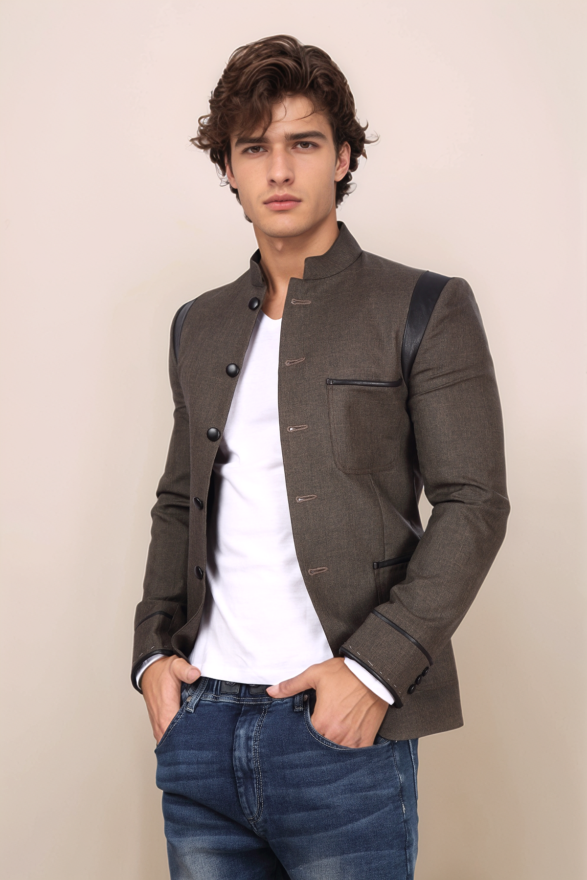 Brown Casual Jodhpuri Blazer