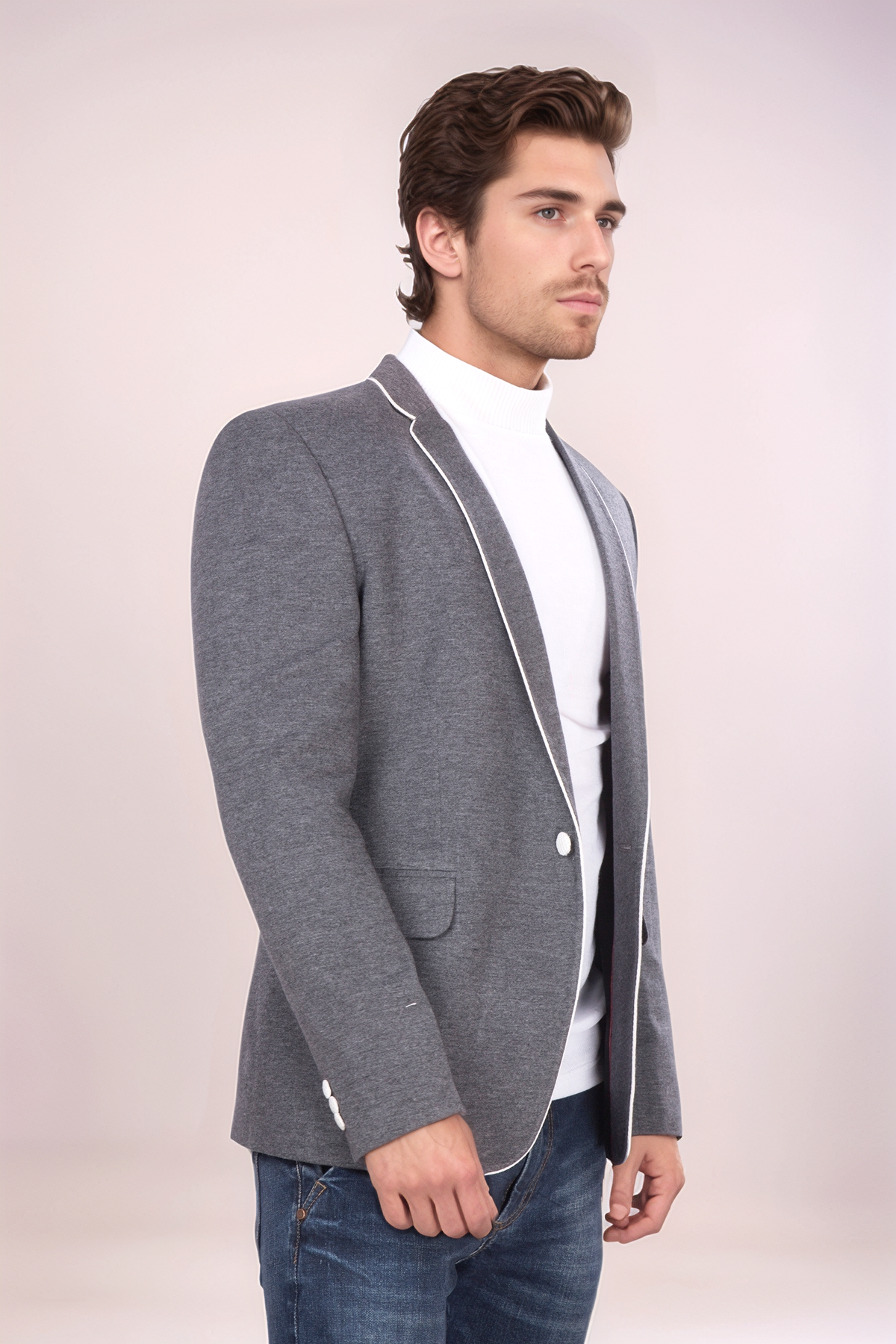 Grey Piping Blazer