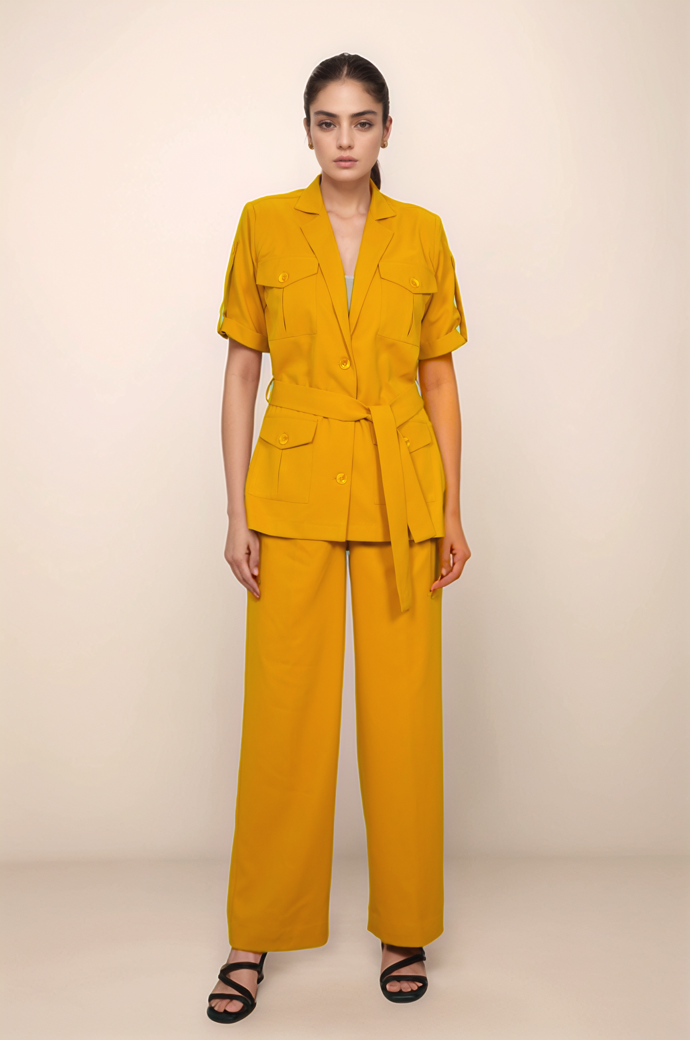 Turmeric Yellow Safari Co-ord Suit – Dheeraj Sharma