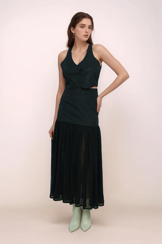 Black V-Neck Crop Jacket Co-ord Suit