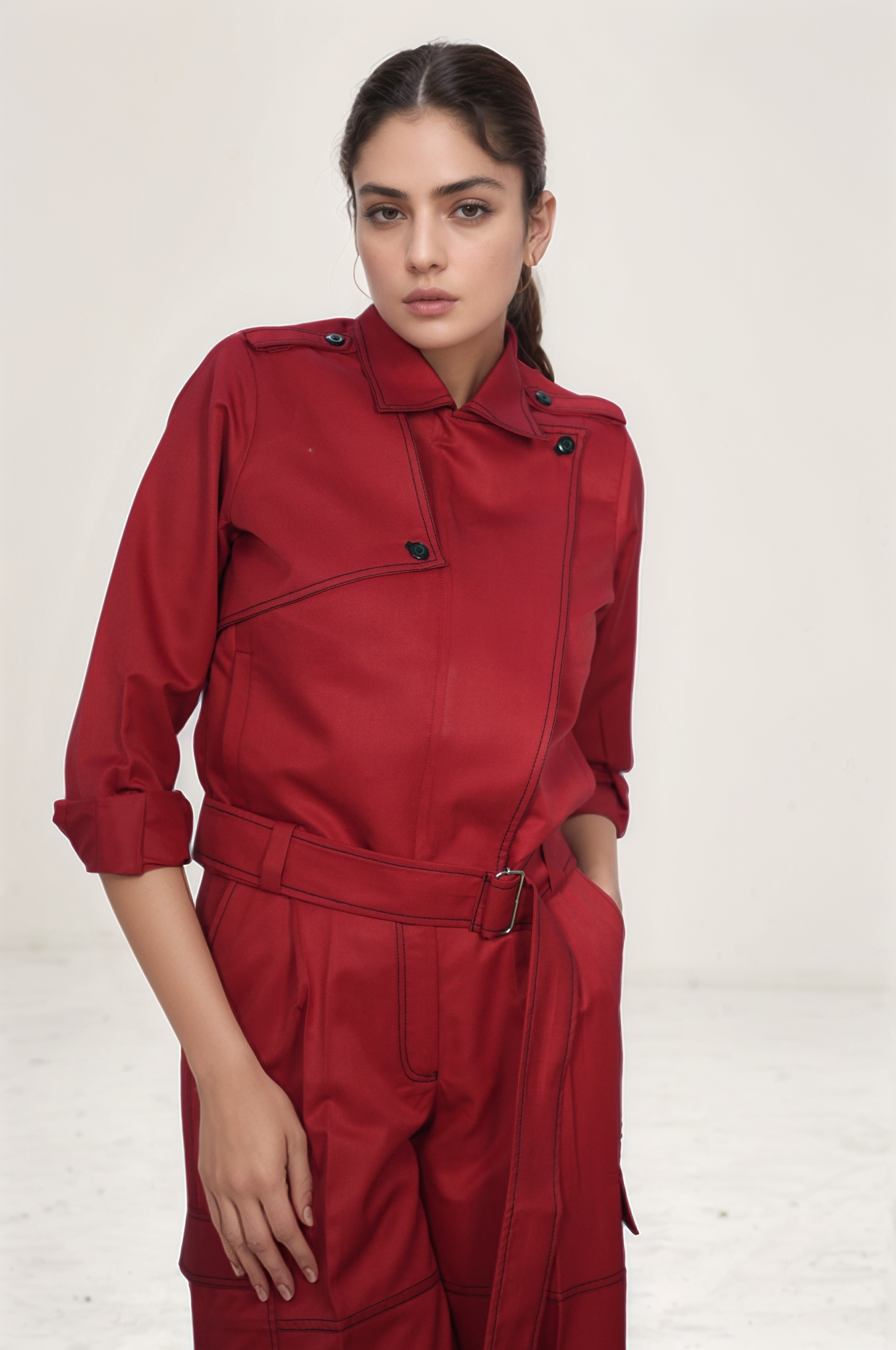 Red Casual Jacket Co-ord Suit