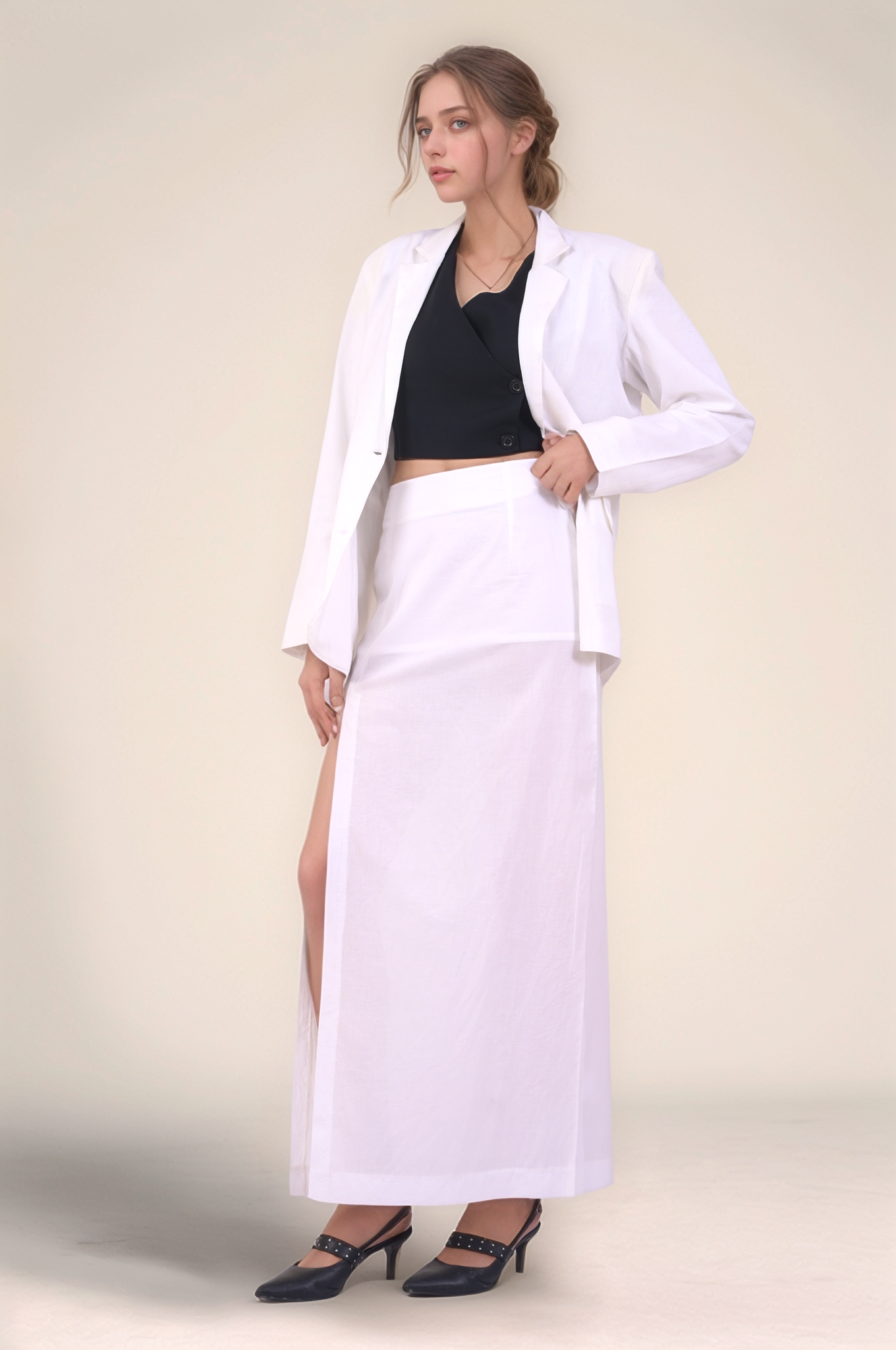 White Cotton Blazer