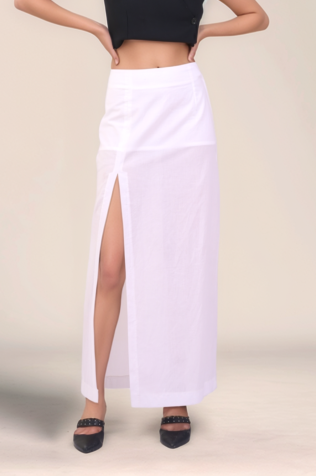 White-Black Cotton Three Piece Co-ord suit