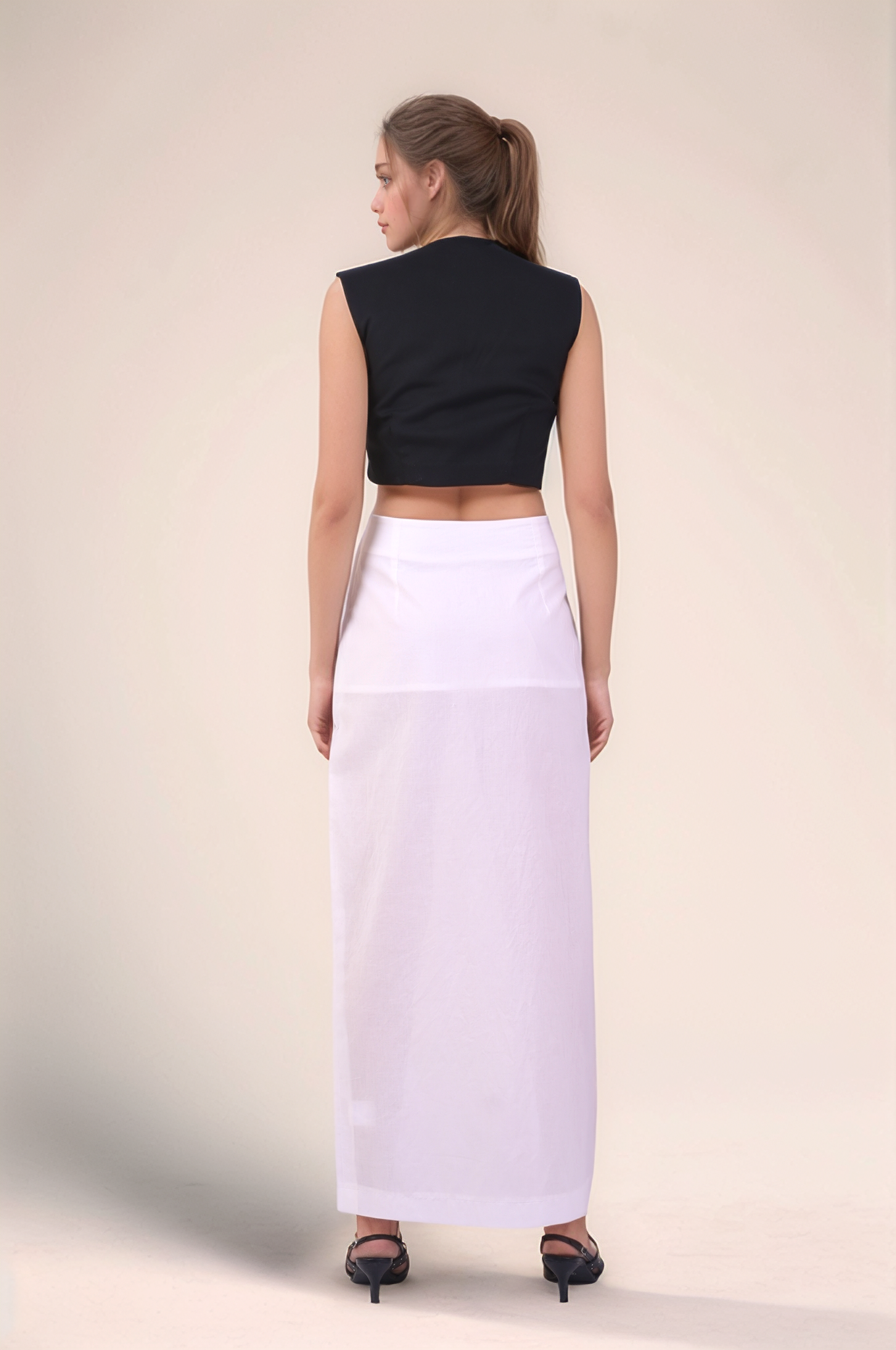 Black Overlapped Cotton Waistcoat
