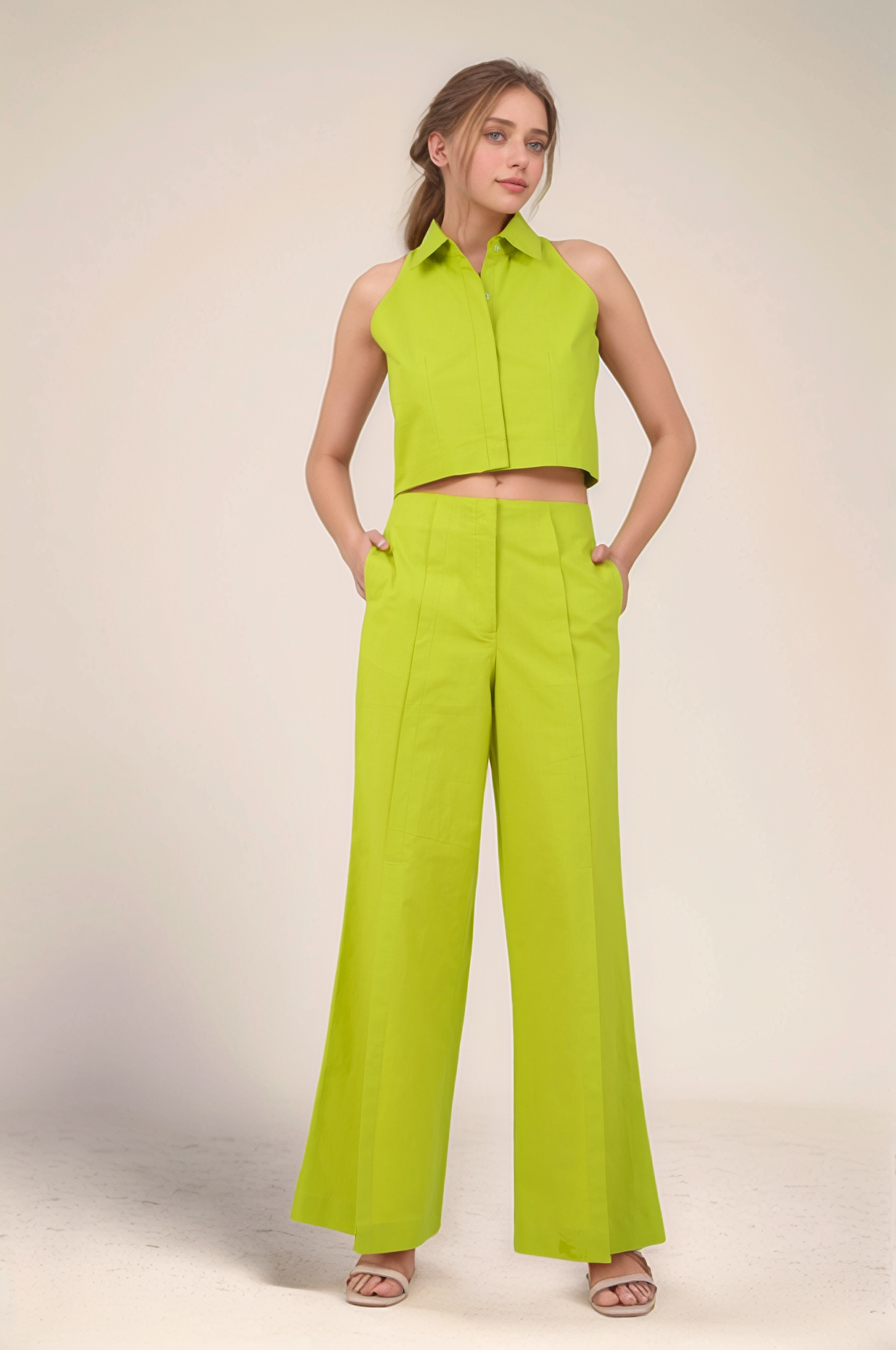 Lime Green Halter Cotton Jacket