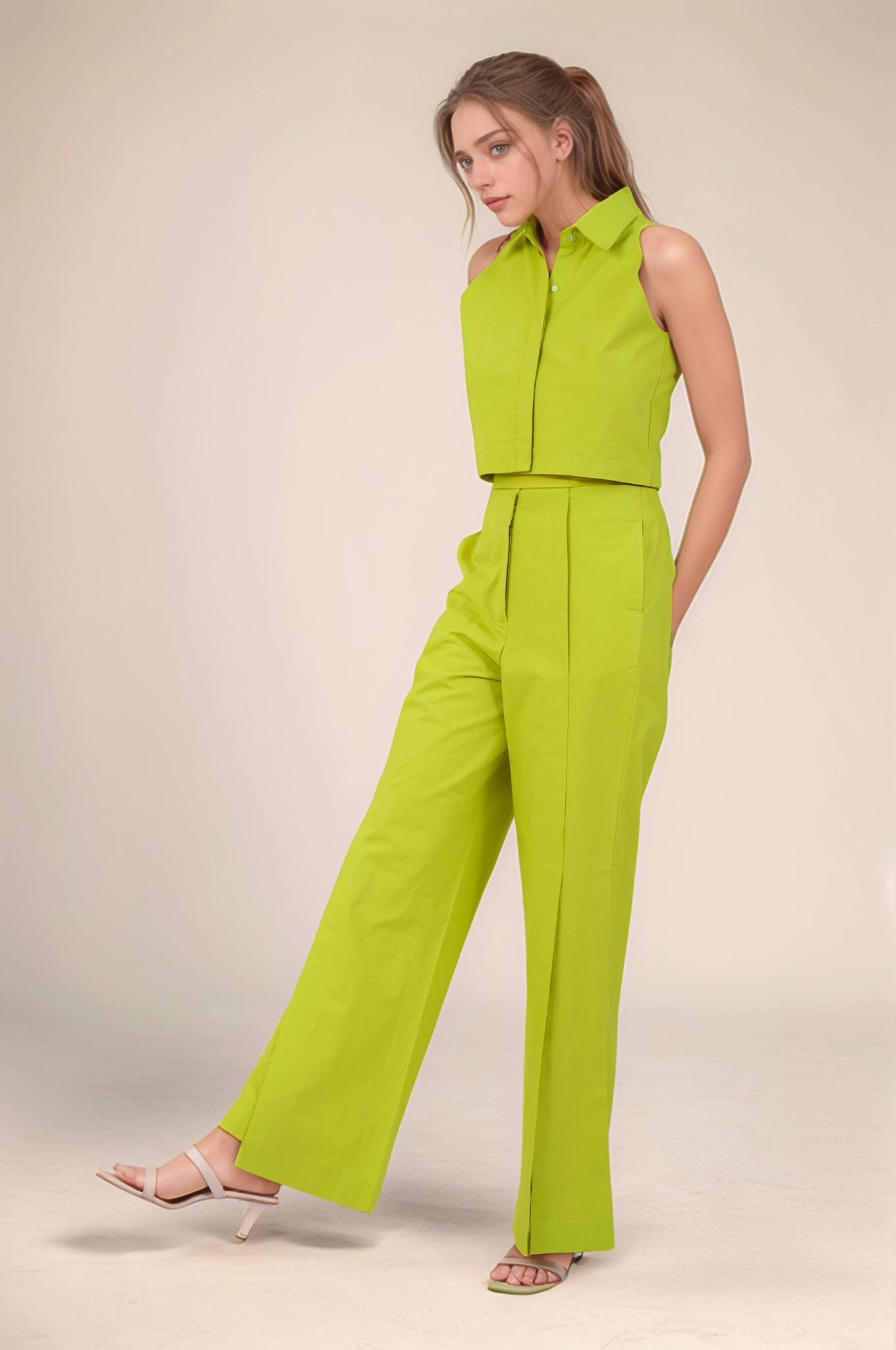 Lime Green Halter Cotton Jacket