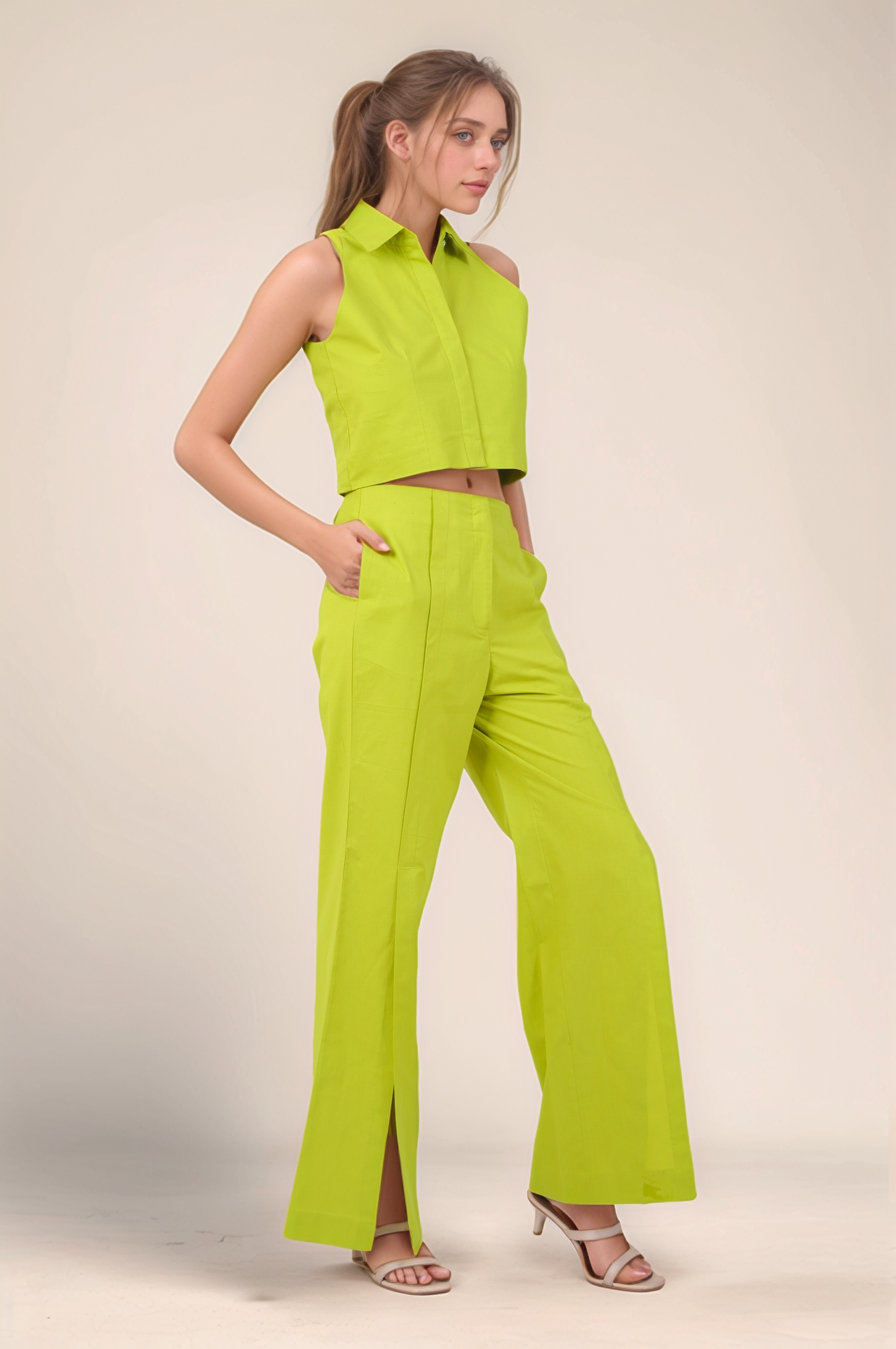 Lime Green Halter Cotton Jacket
