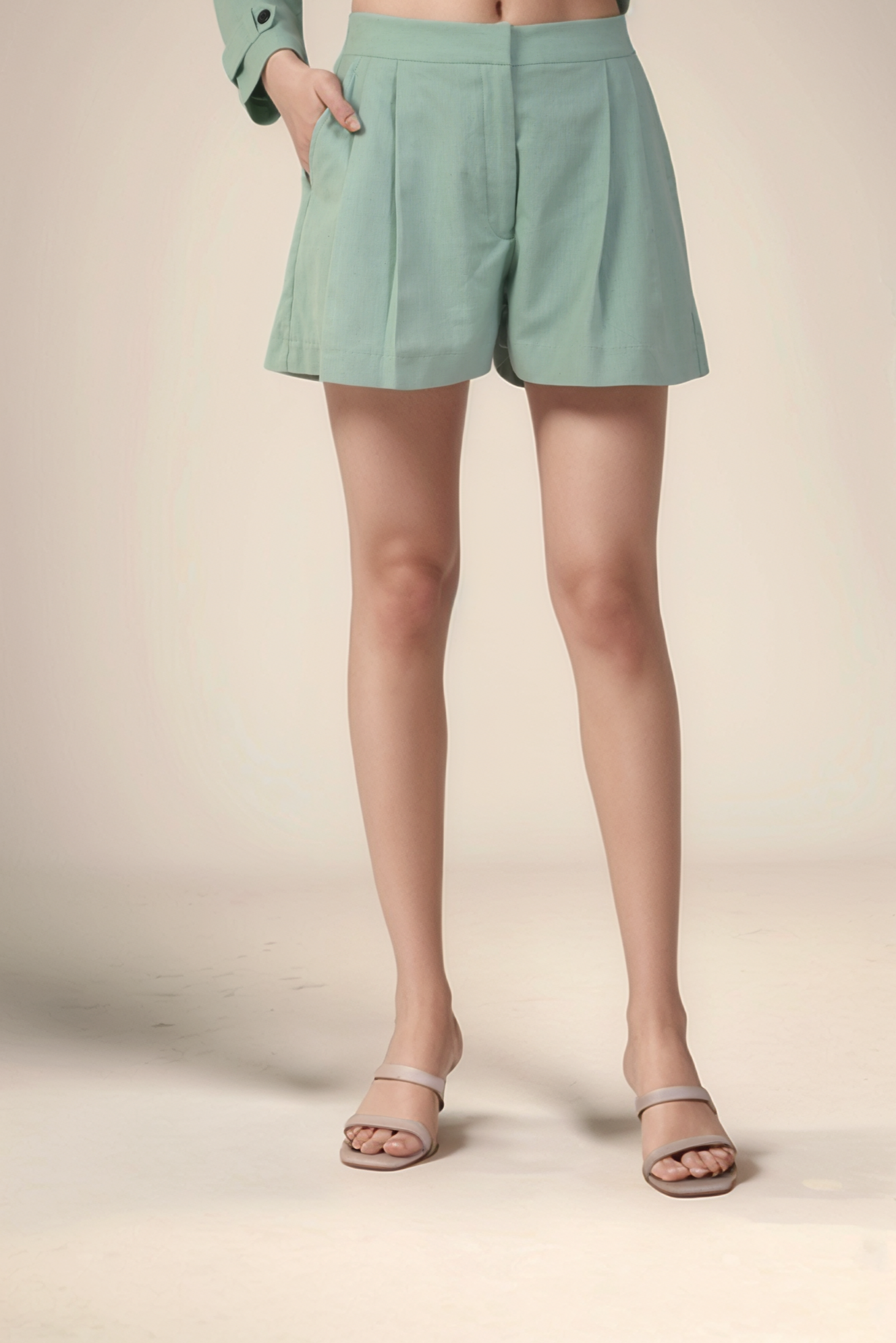 Pastel Green Cotton Casual Jacket