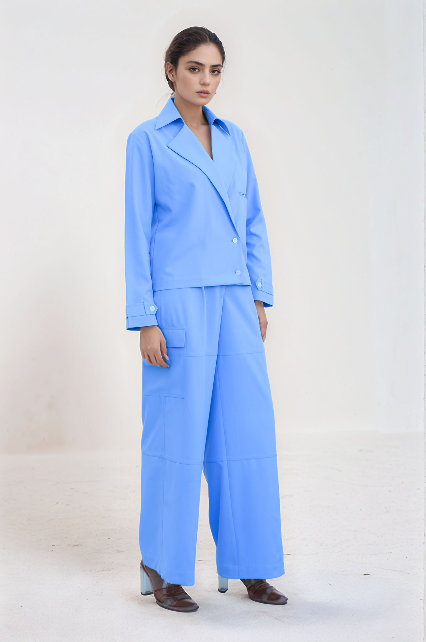 Lilac Overlapped Jacket Co-ord Suit
