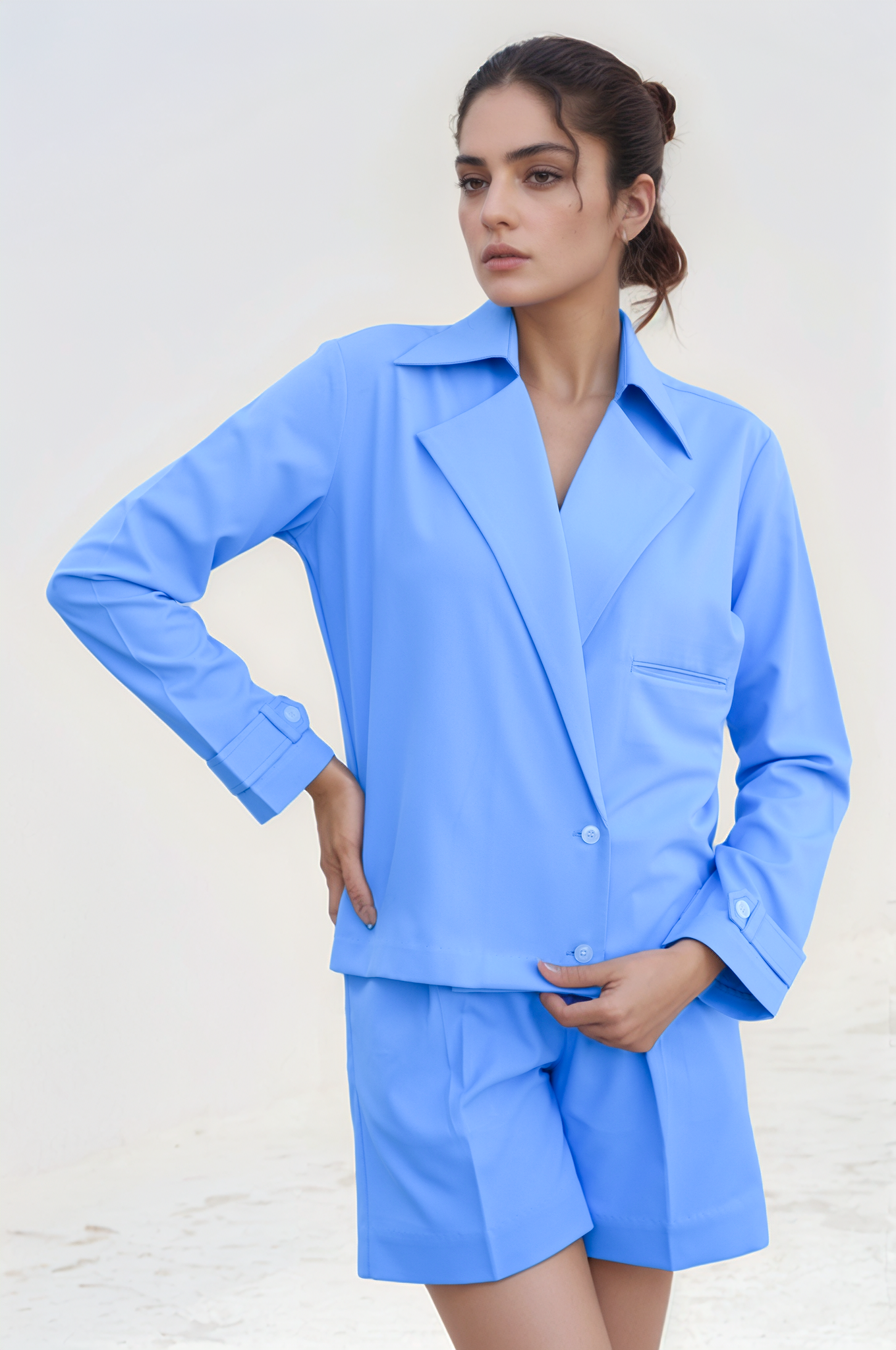 Lilac Overlapped Jacket Shorts Co-ord Suit