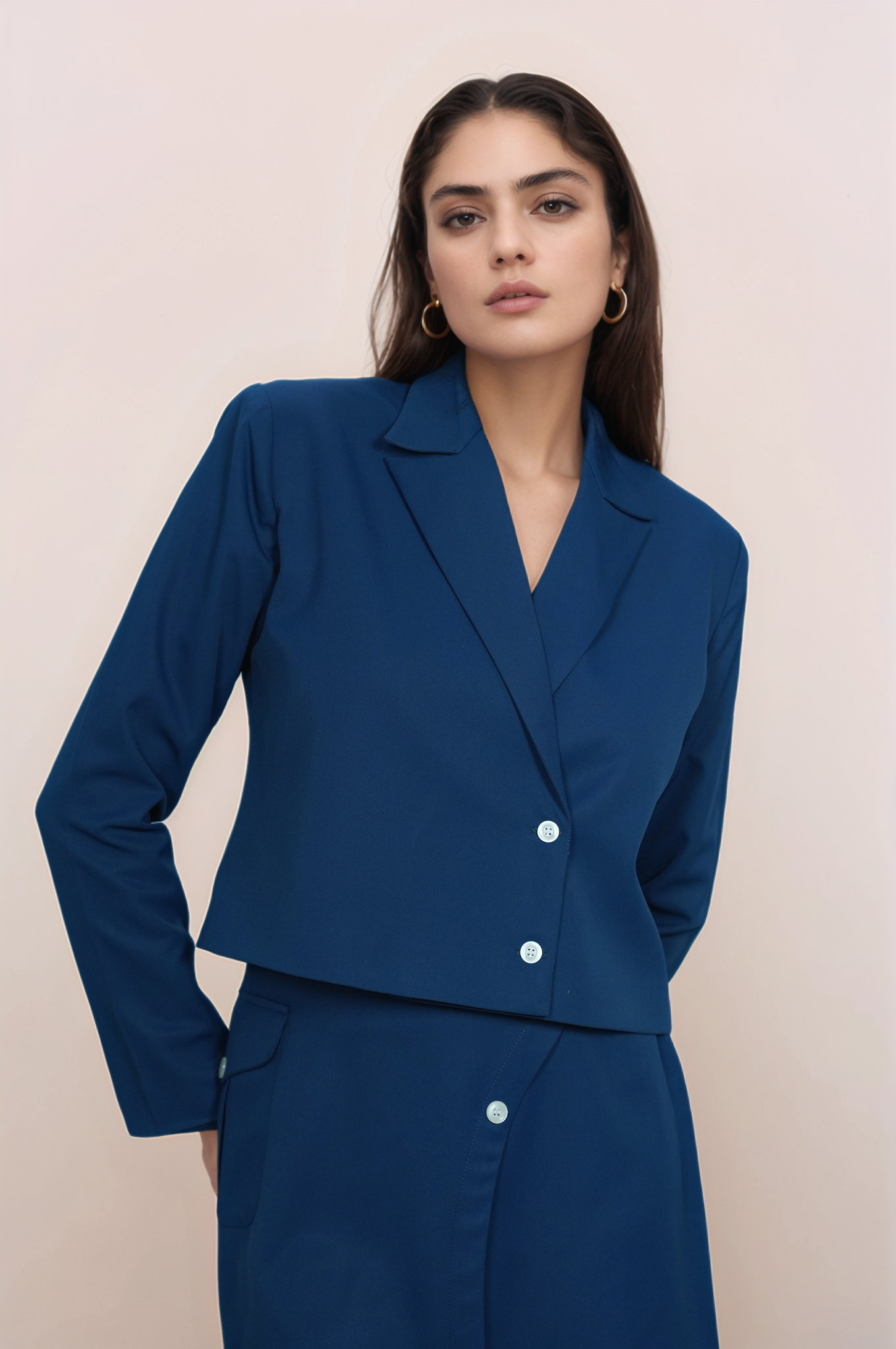 Cobalt Blue Jacket-Skirt Co-ord Suit