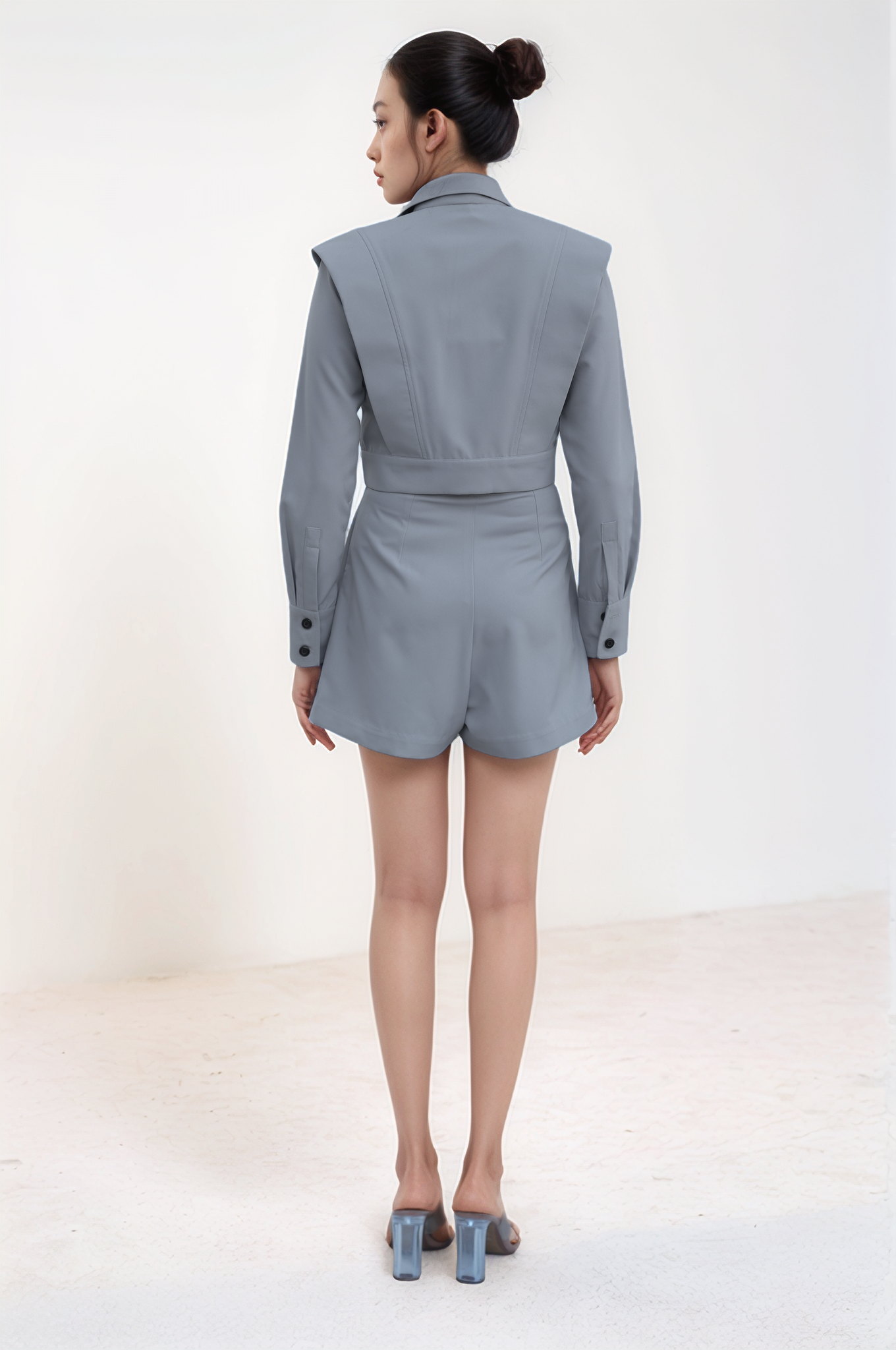 Grey Front Slit Shorts