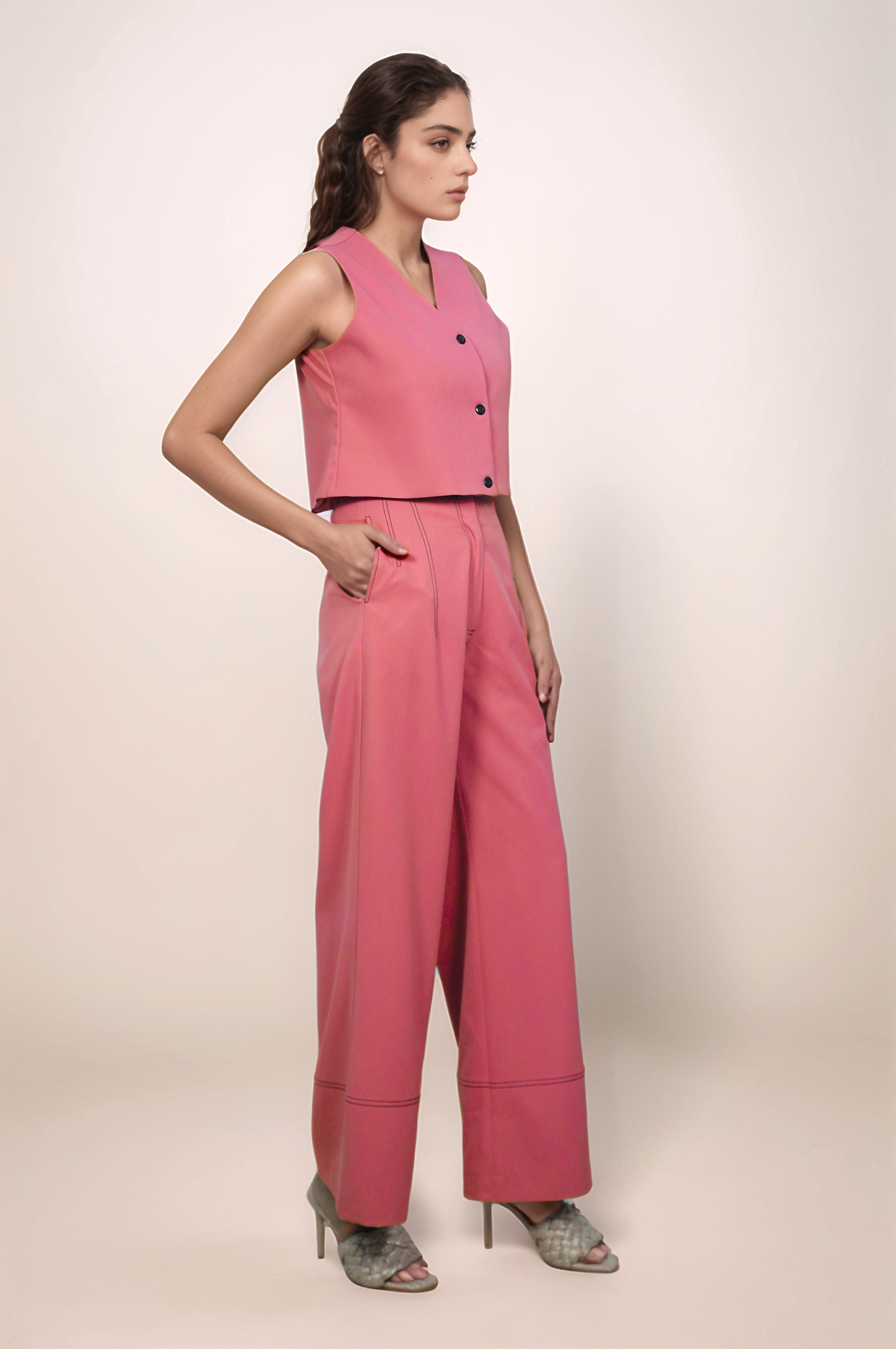 Coral Pink Straight Pants