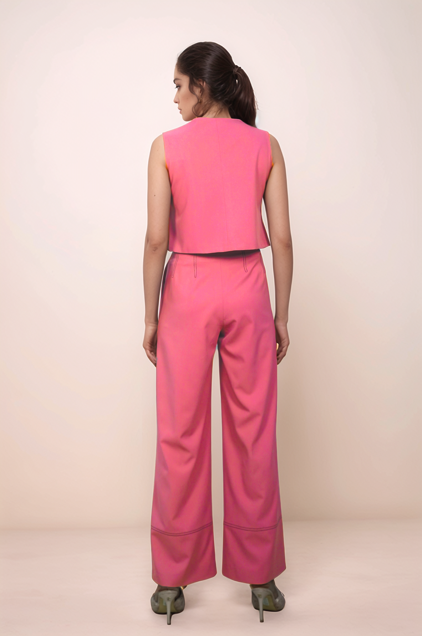 Coral Pink Straight Pants