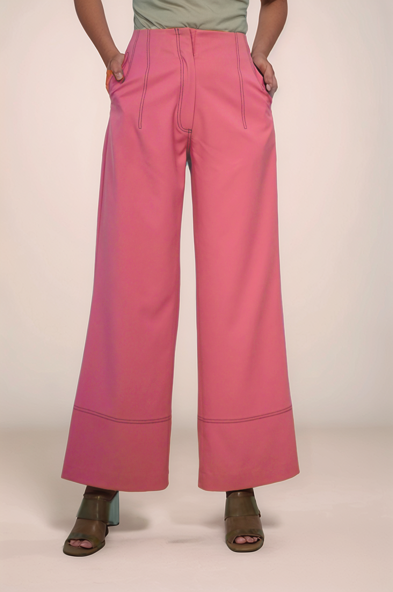 Coral Pink Straight Pants