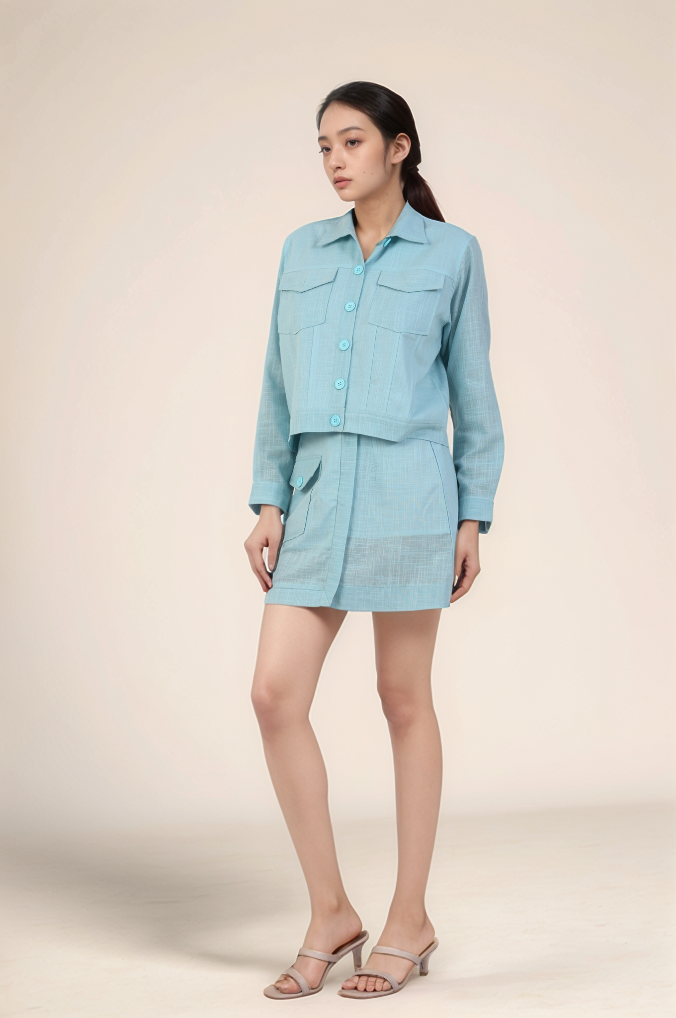 Powder Blue Casual Jacket