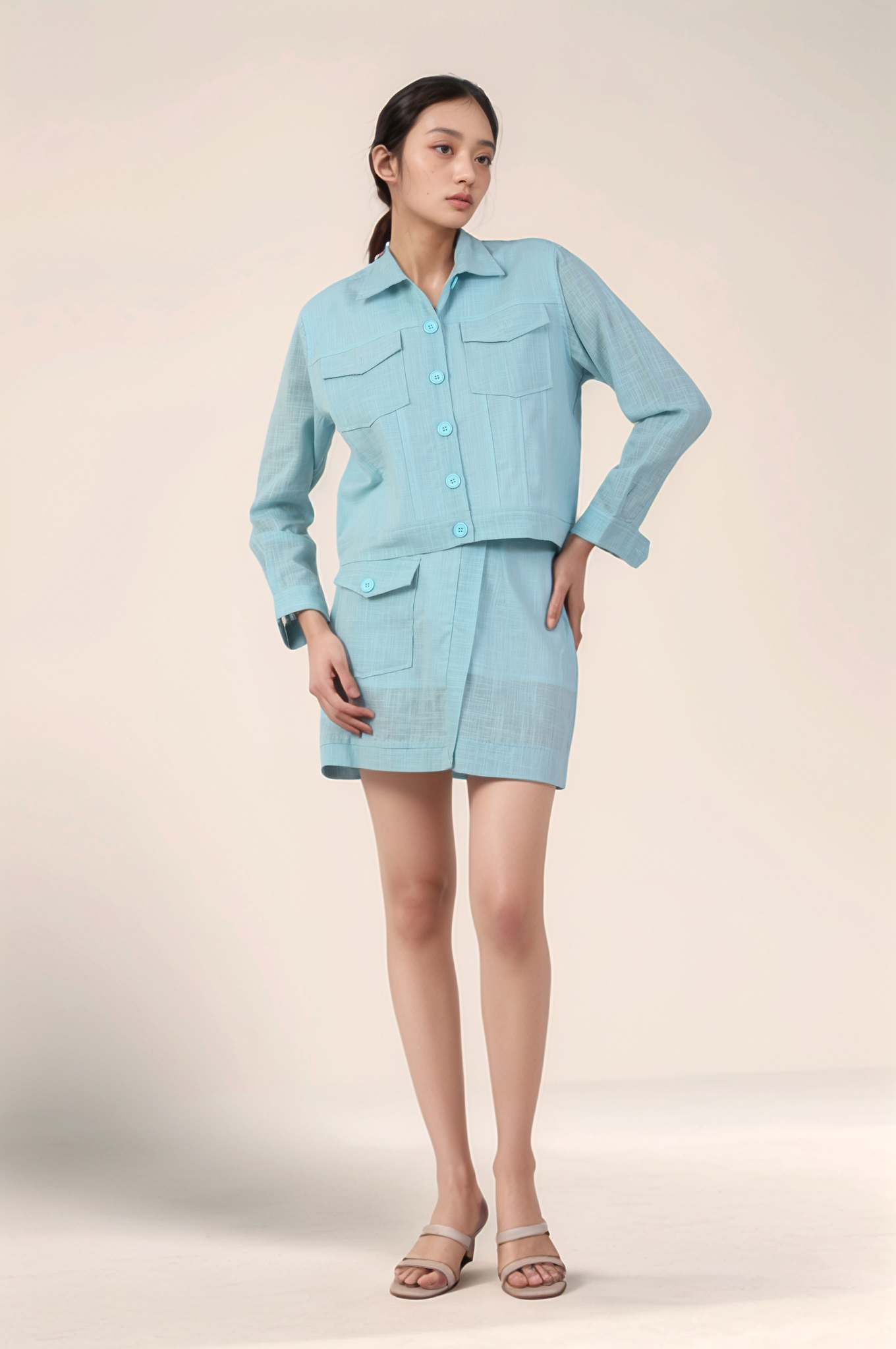 Powder Blue Casual Jacket