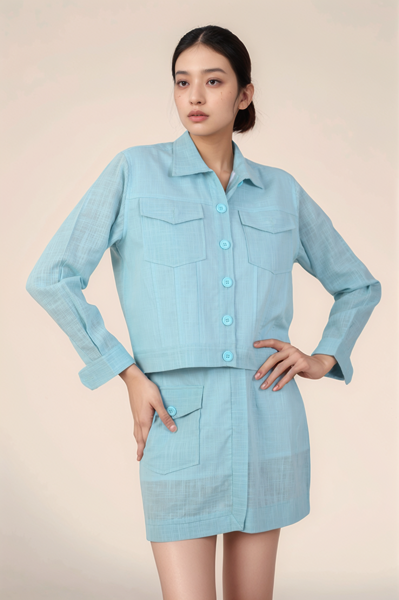 Powder Blue Casual Jacket