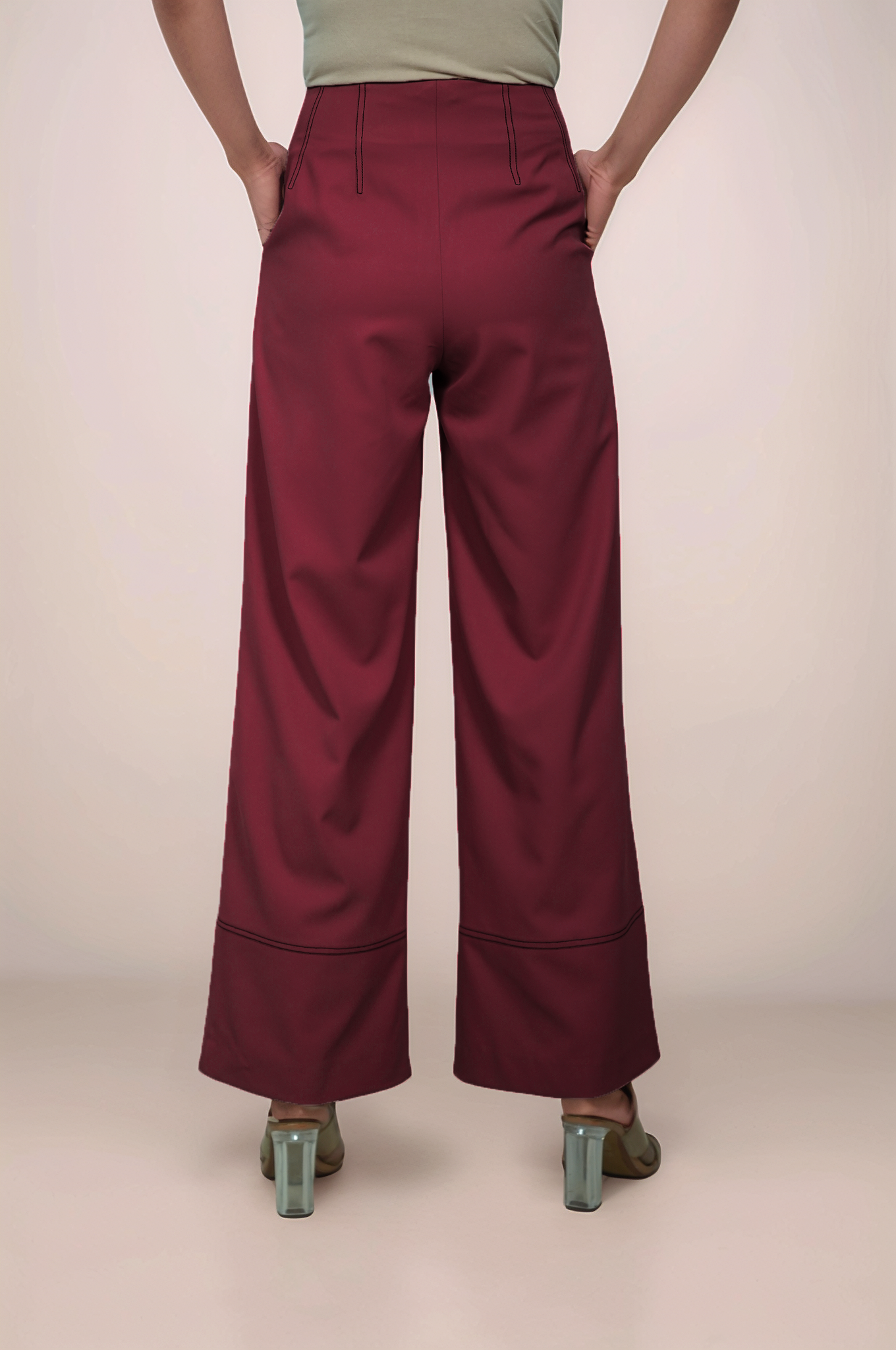Maroon Straight Pants