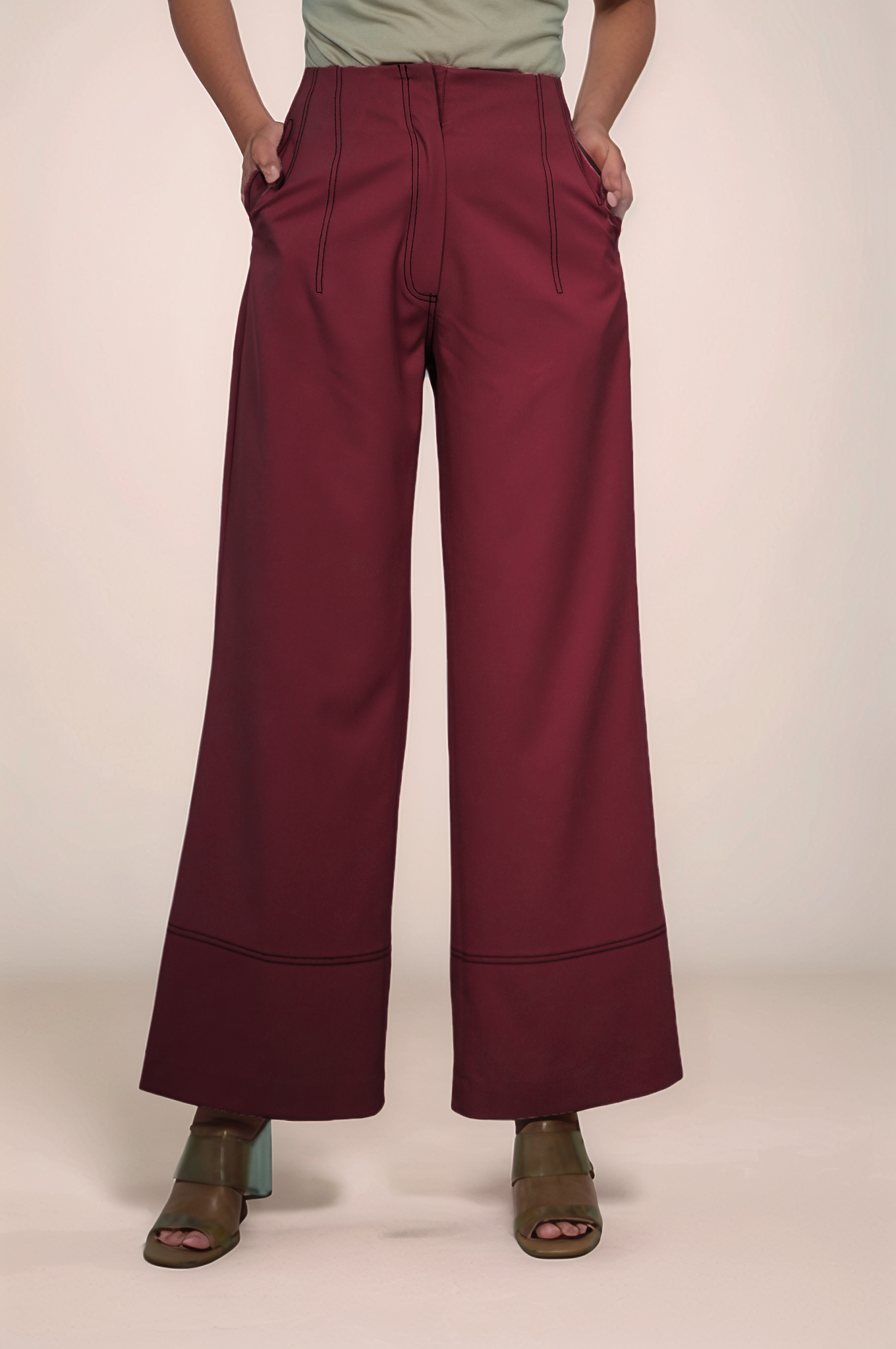 Maroon Straight Pants
