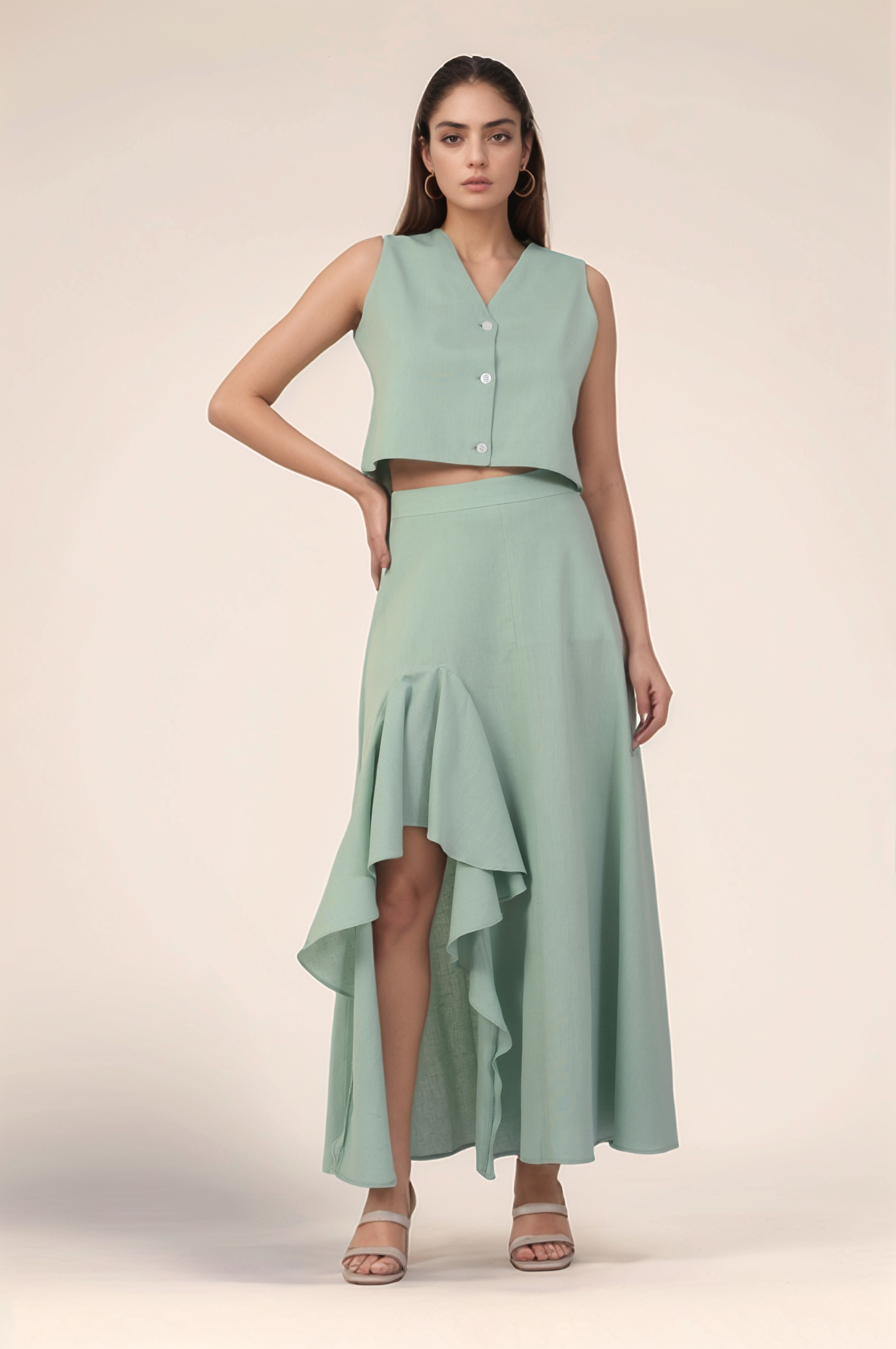 Pastel Green Cotton Waistcoat