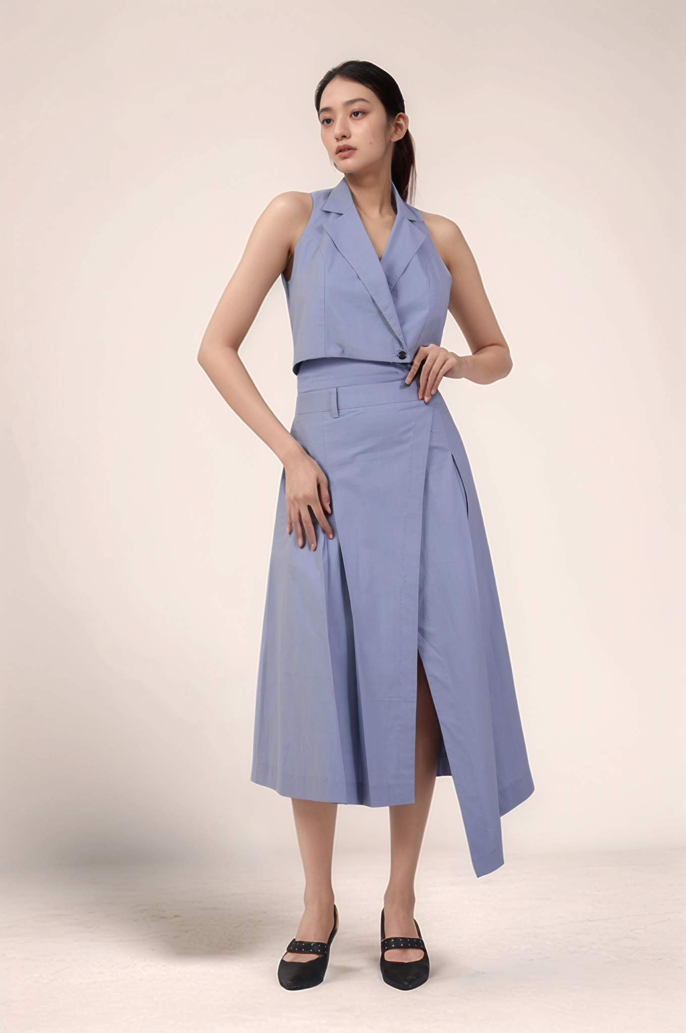 Cadet Grey Overlapped Skirt