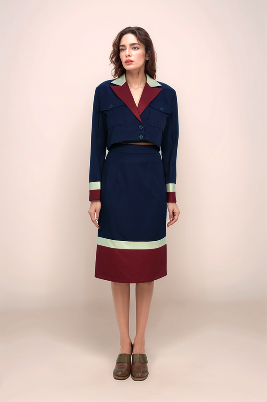 Navy Blue Broad Collar Jacket