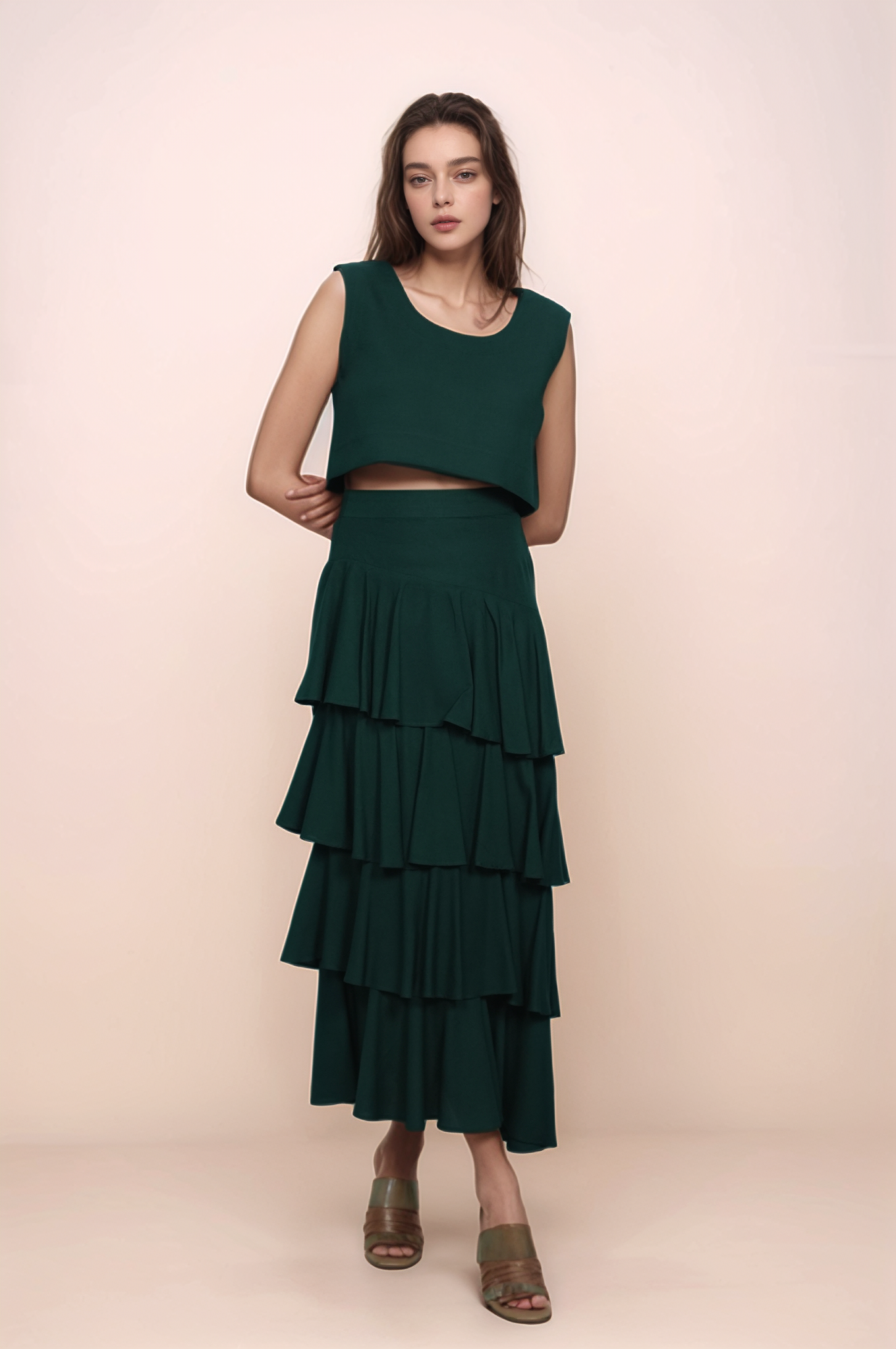 Green Cotton Crop Top