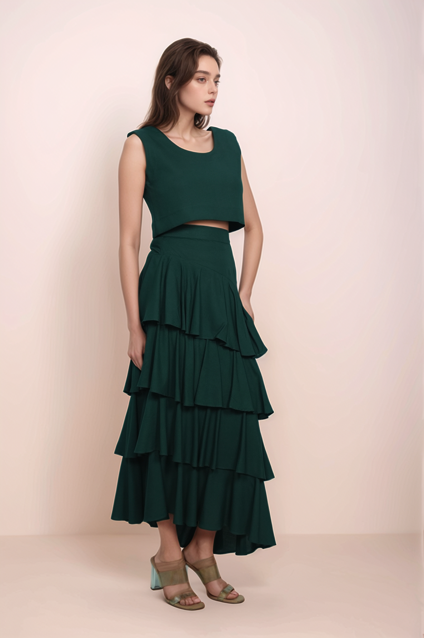 Green Cotton Crop Top