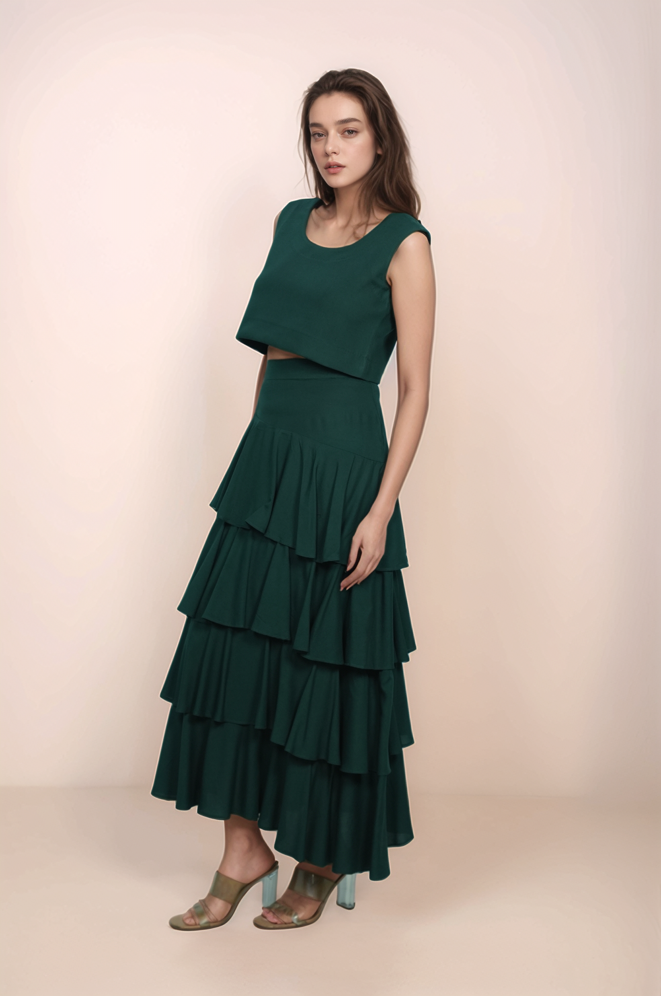 Green Cotton Crop Top