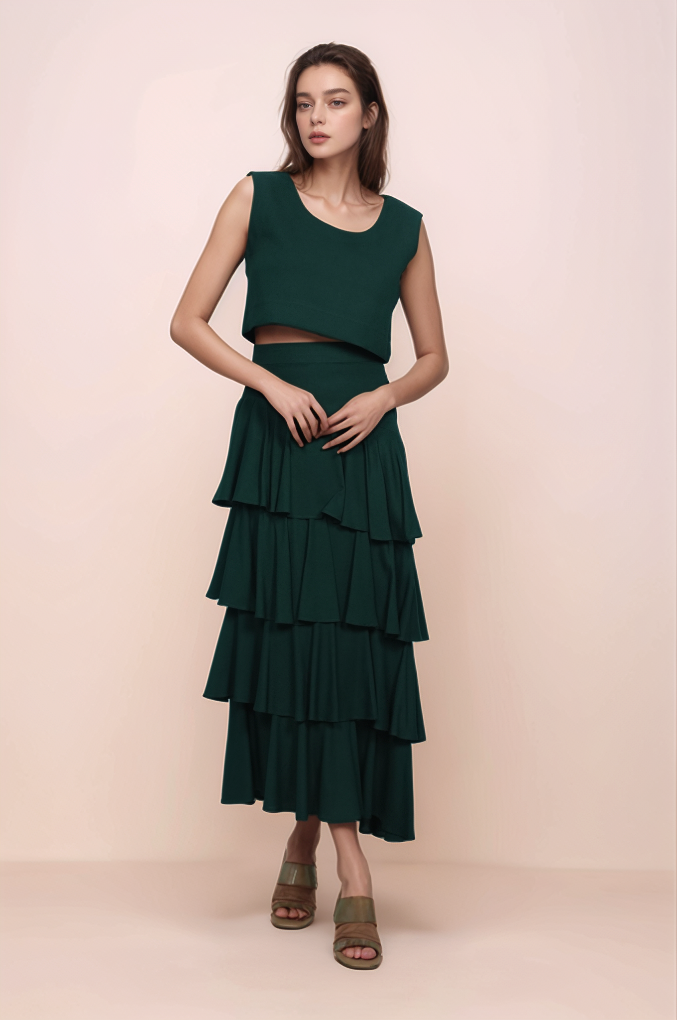 Green Cotton Crop Top
