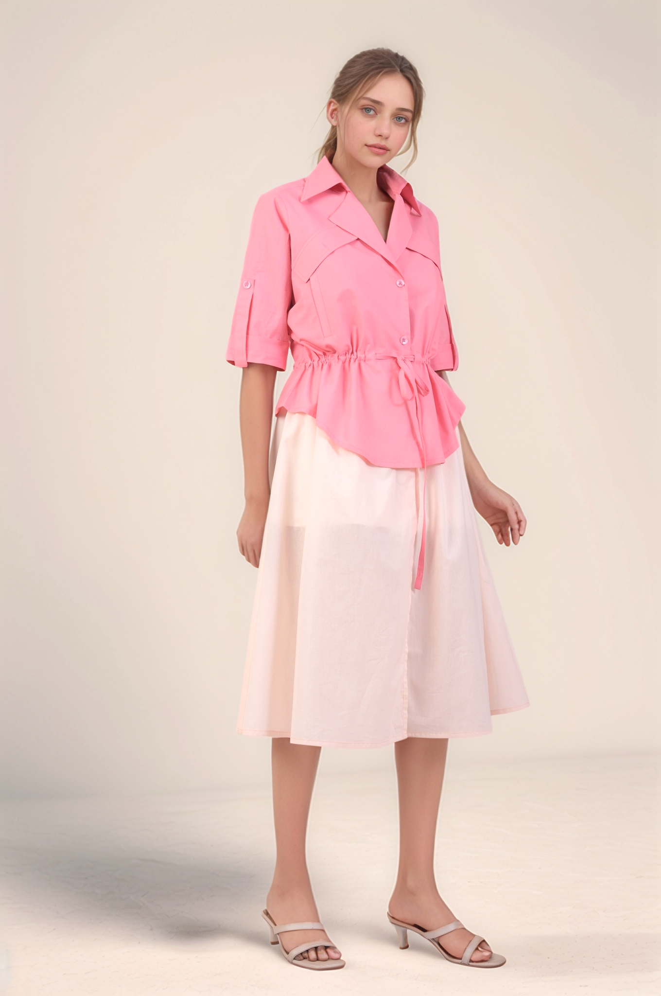 Pink Cotton Layered Dress
