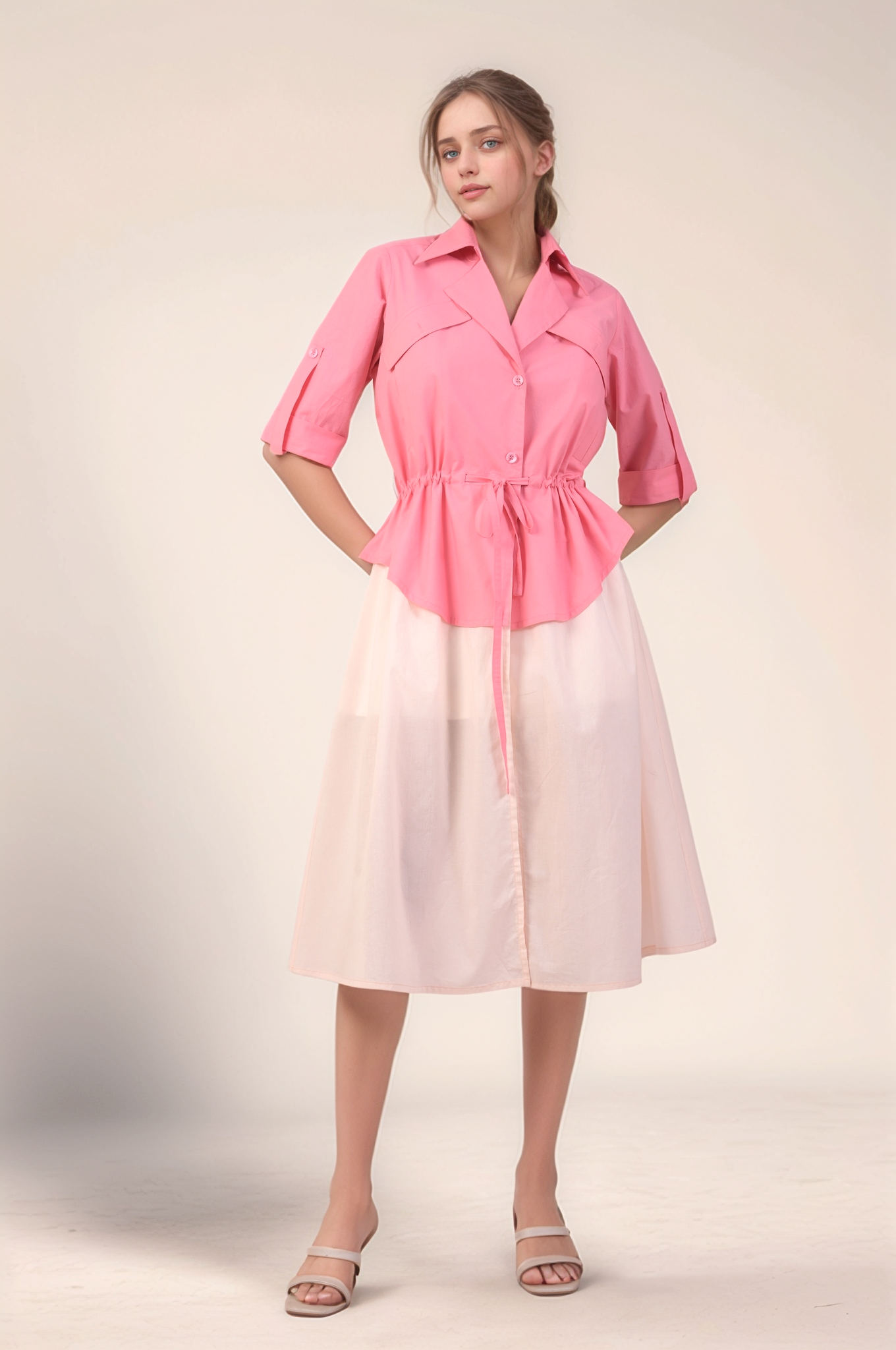 Pink Cotton Layered Dress