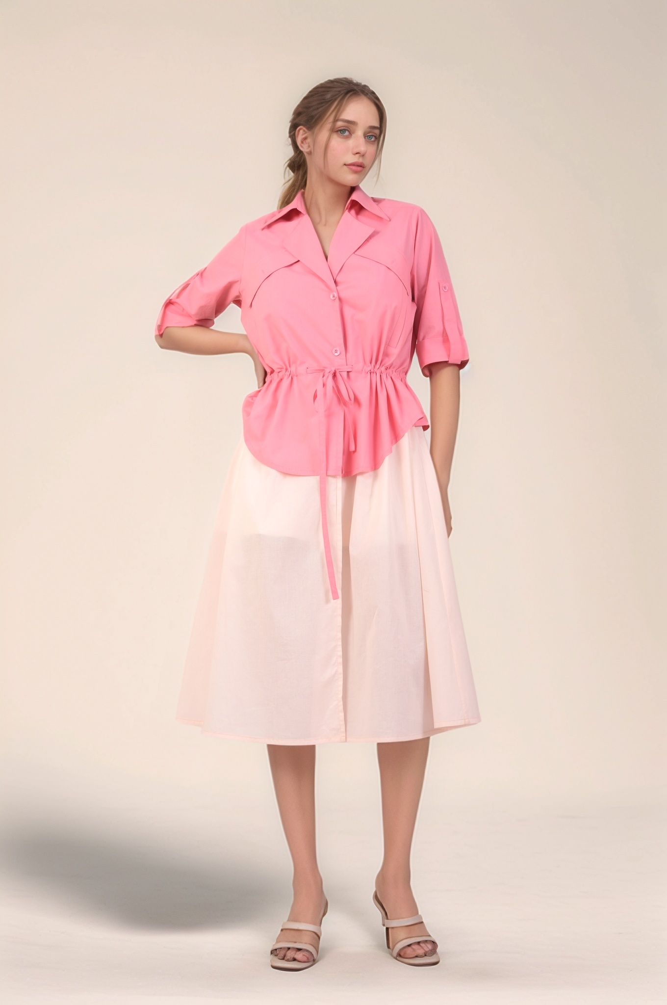 Pink Cotton Layered Dress