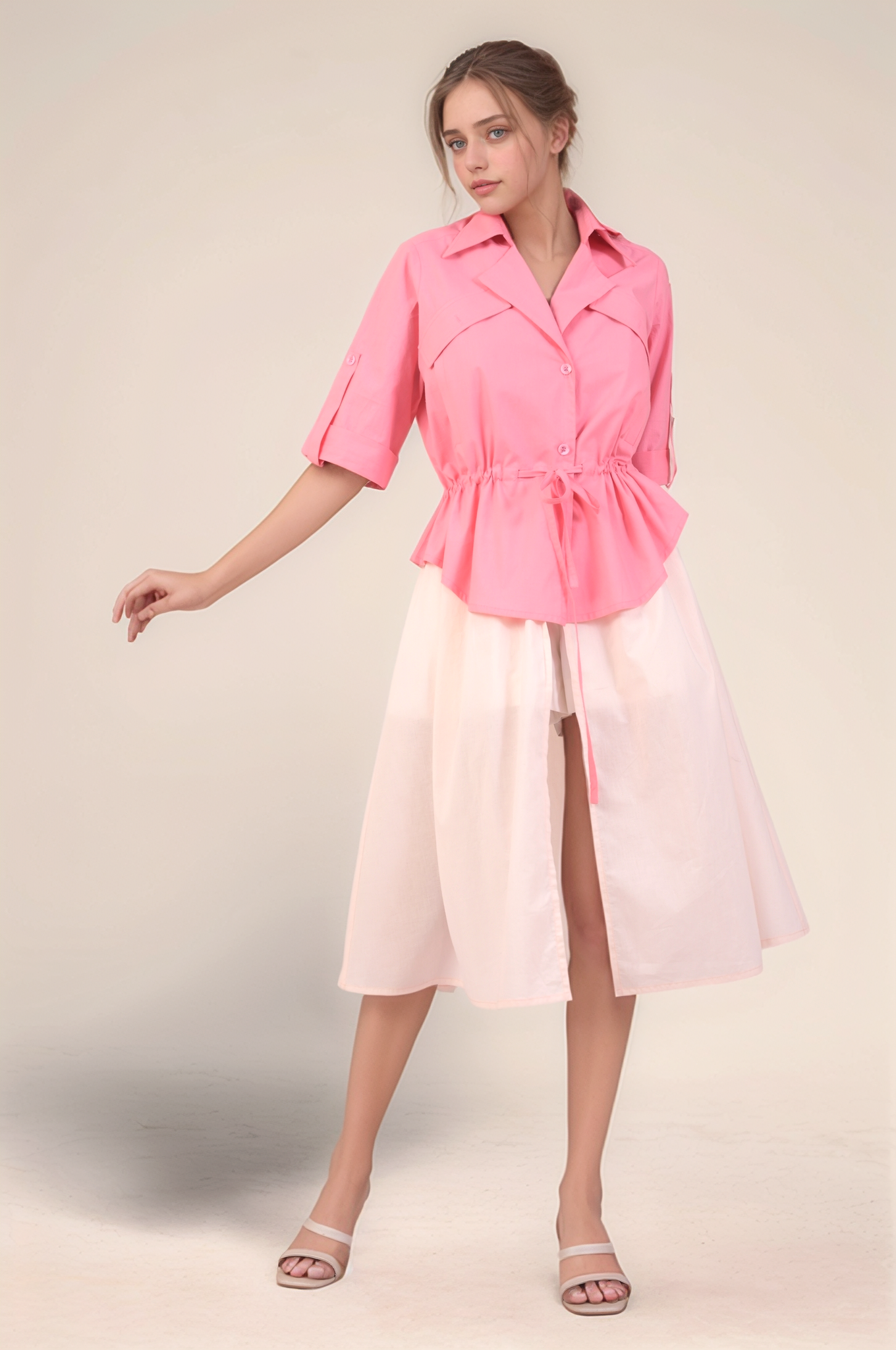 Pink Cotton Layered Dress