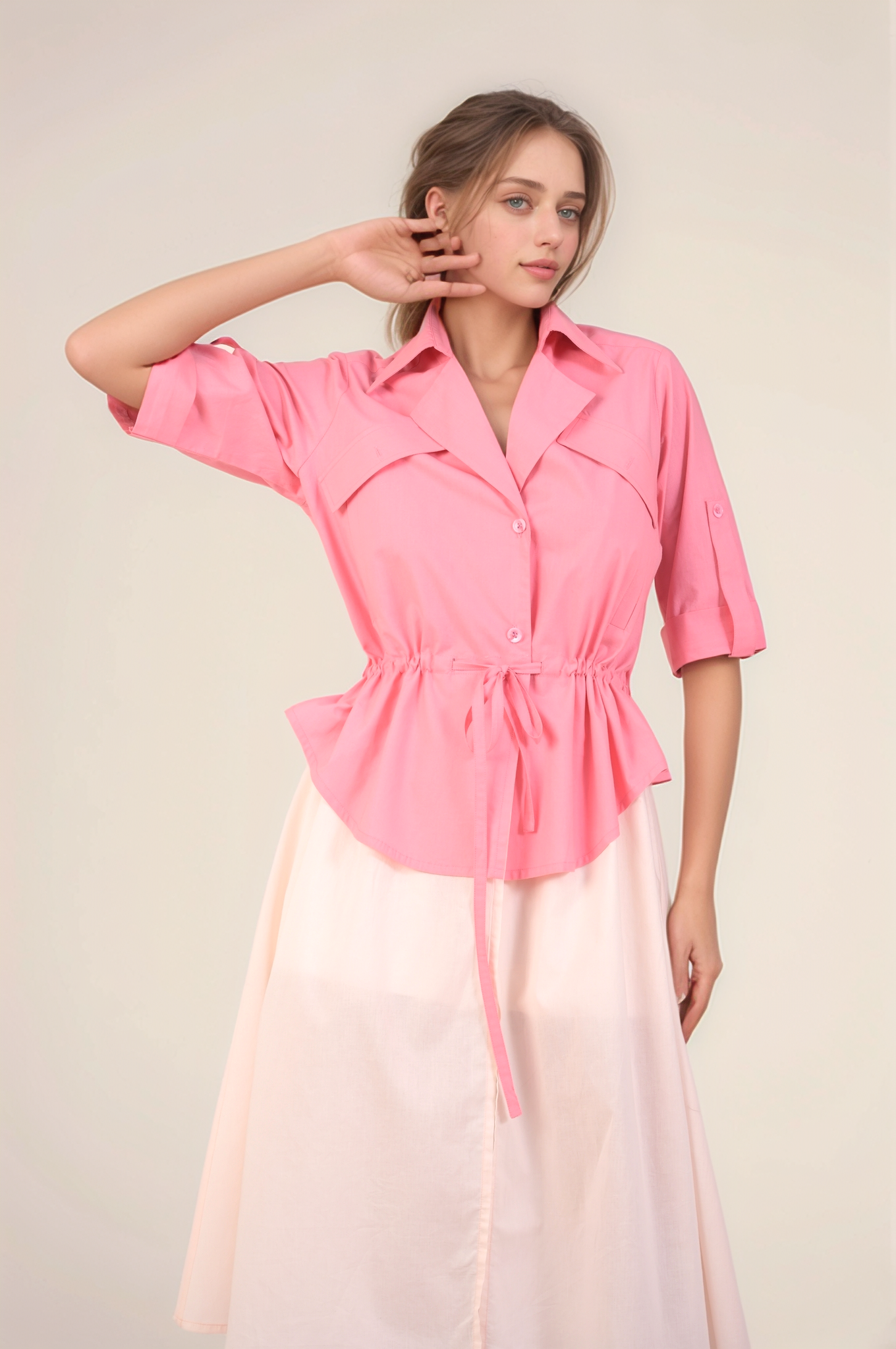 Pink Cotton Layered Dress