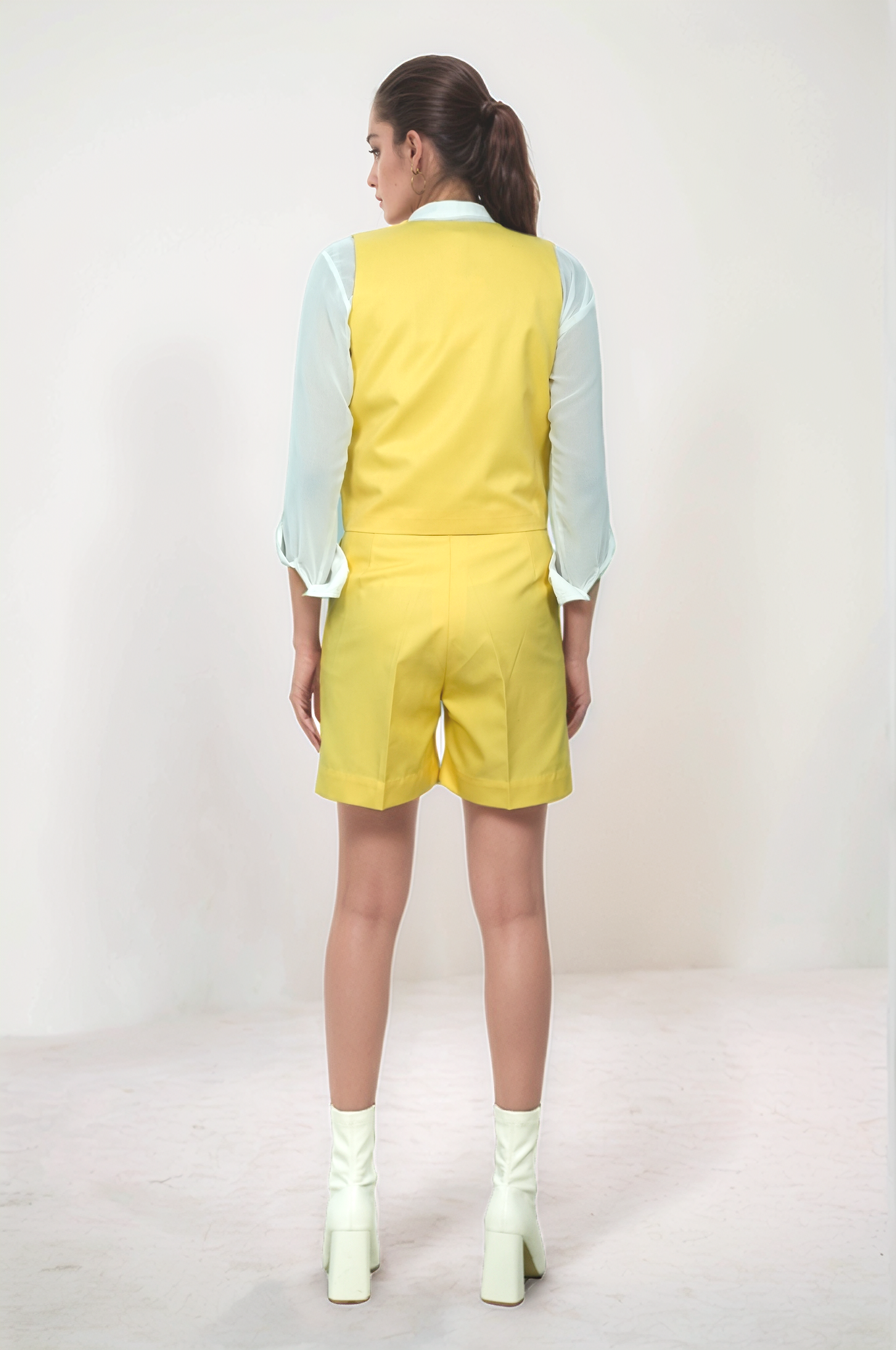 Yellow Pleated Shorts