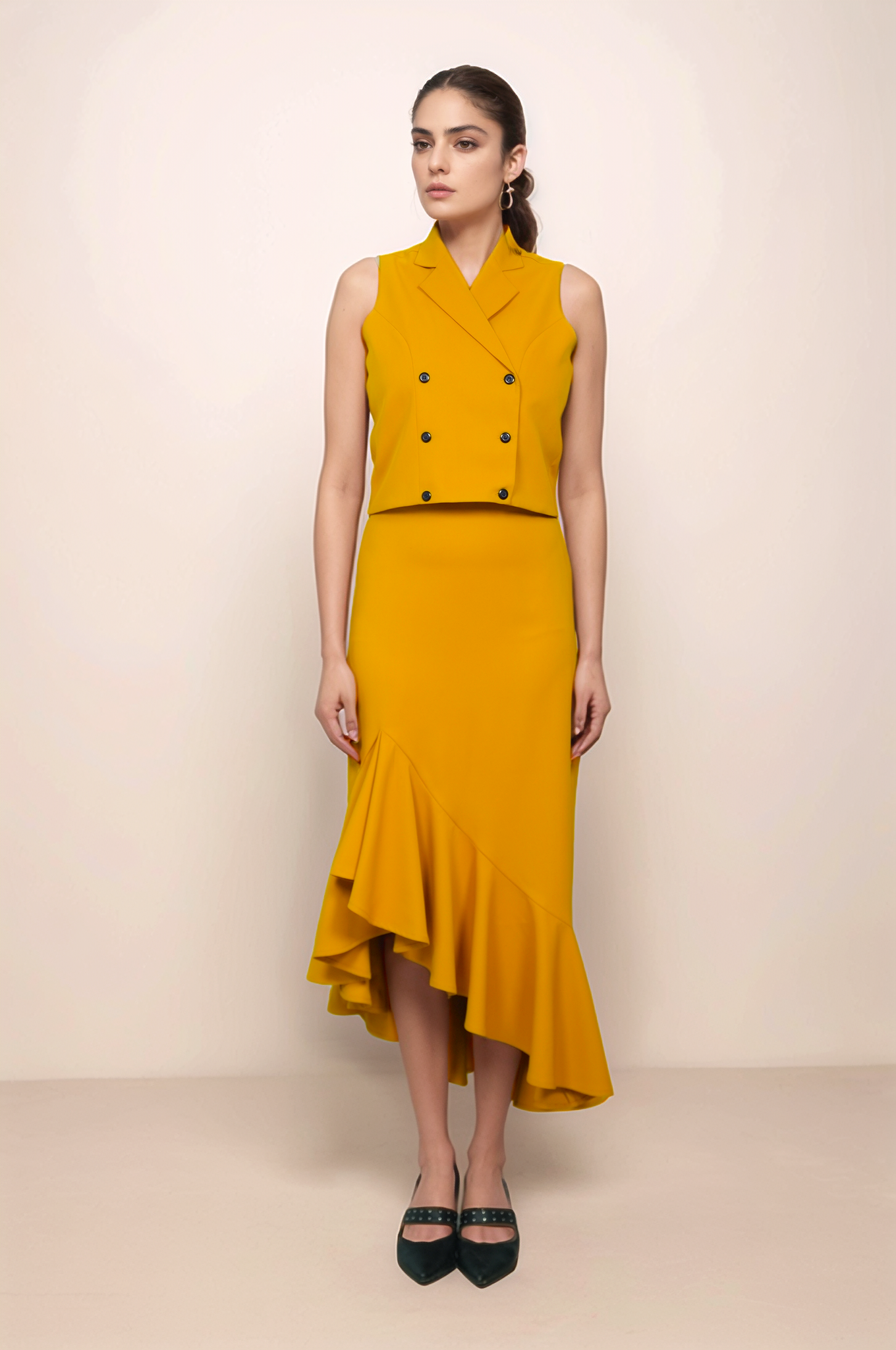 Turmeric Yellow Double Breasted Waistcoat Co-ord Suit