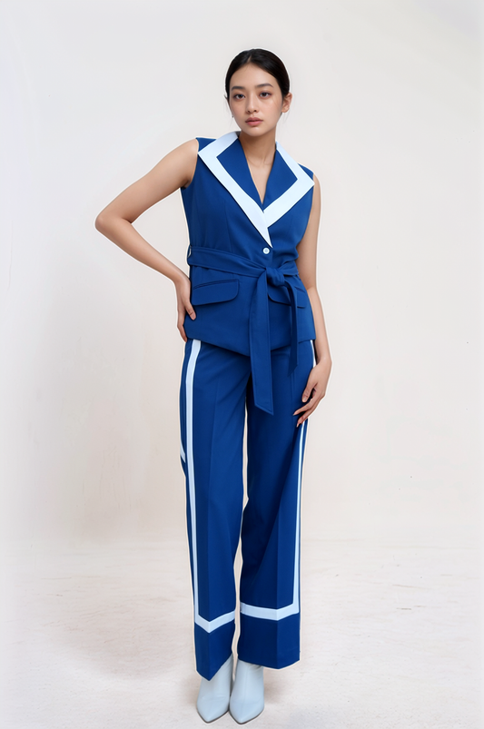 Cobalt Blue Long Collared Waistcoat