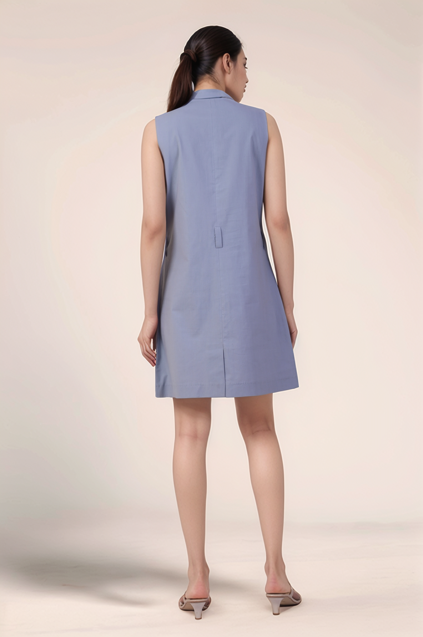 Cadet Grey Cotton Short Dress