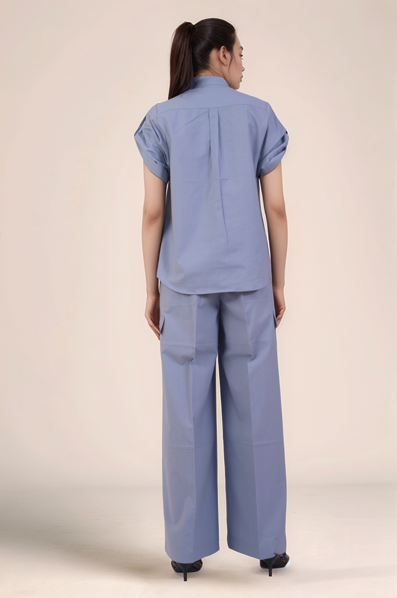 Cadet Grey Mandarin Collar Shirt Co-ord suit