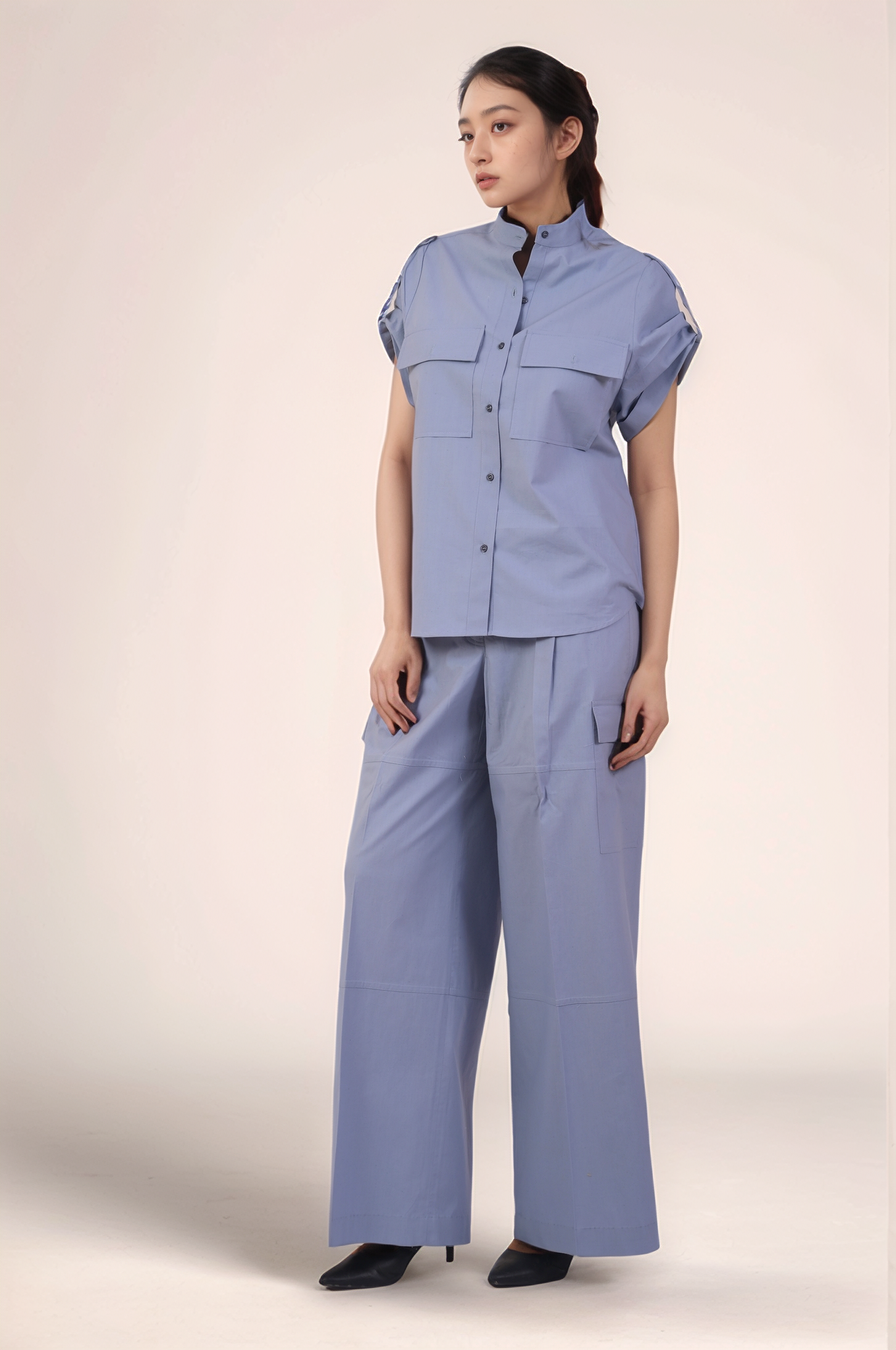 Cadet Grey Mandarin Collar Shirt