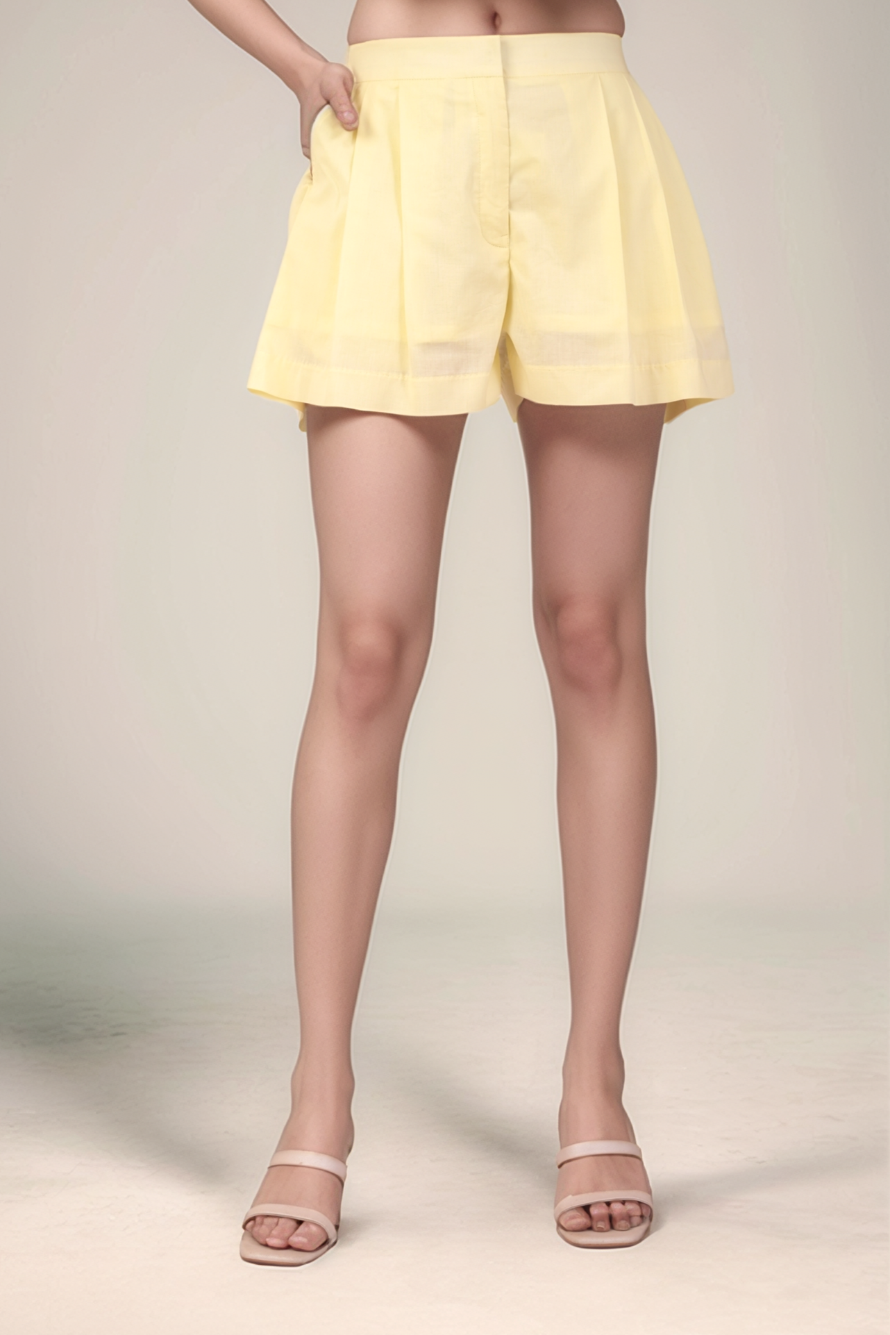 Pale Yellow Cotton Crop Co-ord suit
