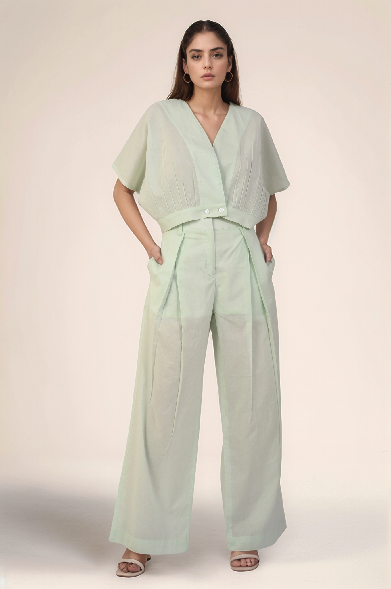 Mint Green Cotton Top Co-ord suit