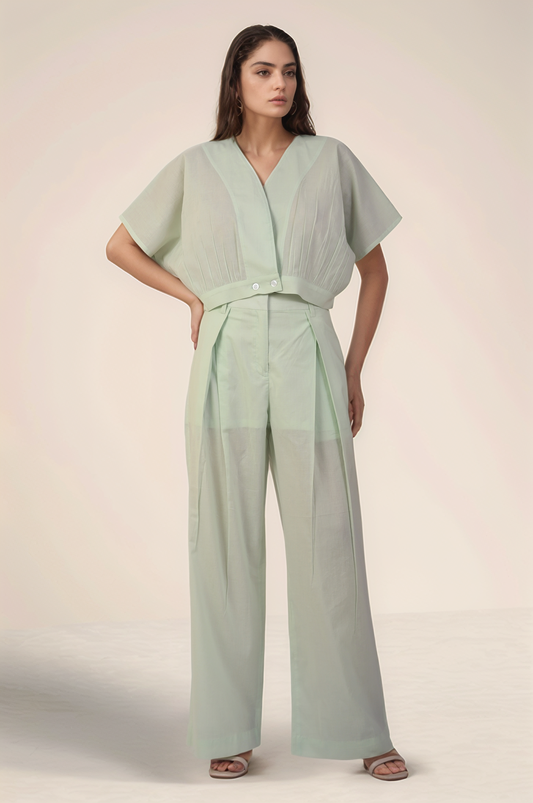 Mint Green Cotton Top Co-ord suit
