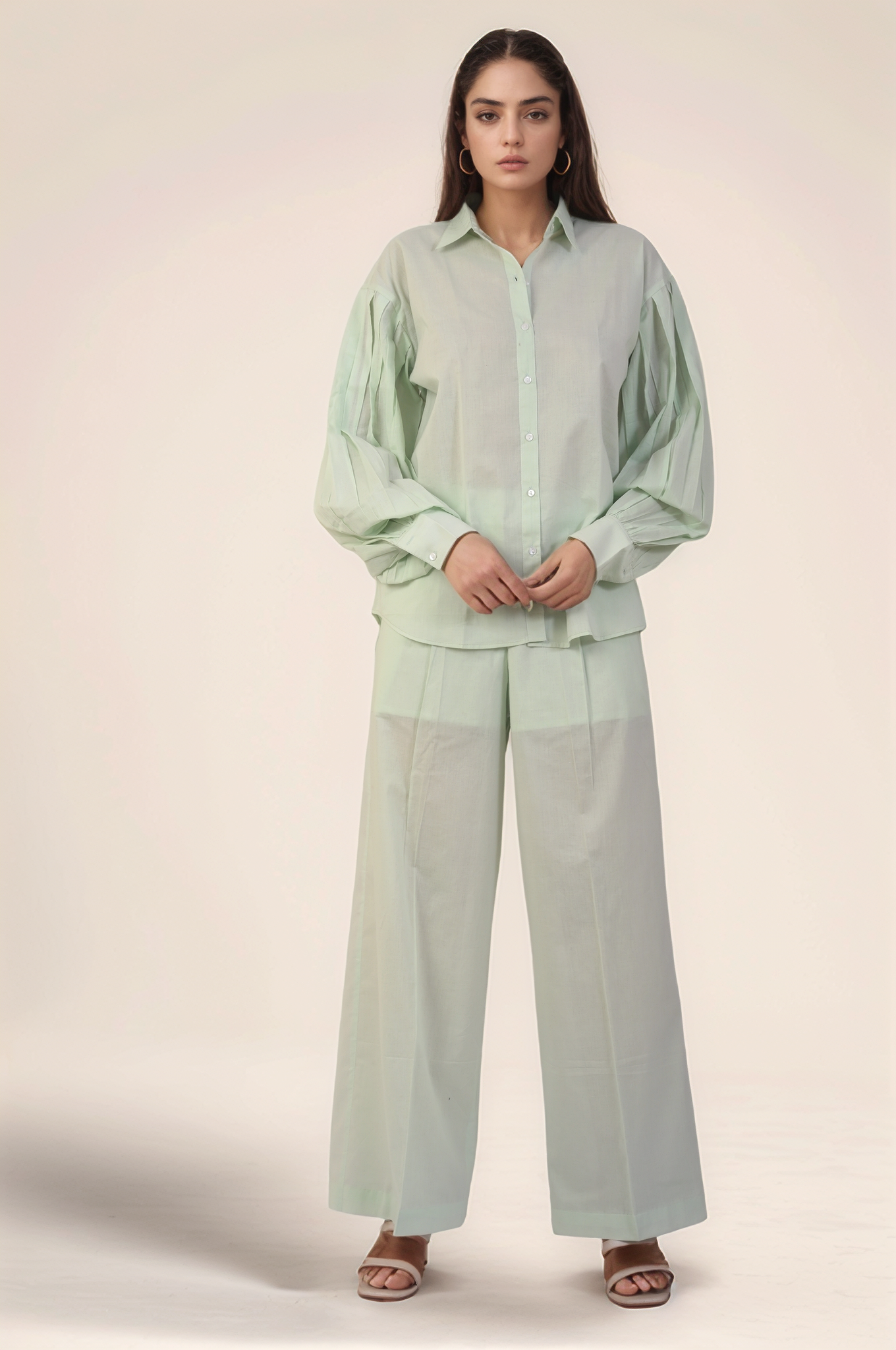 Mint Green Cotton Loose Trouser