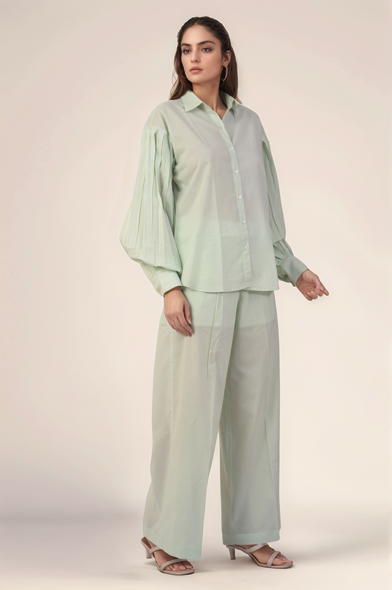 Mint Green Cotton Loose Trouser