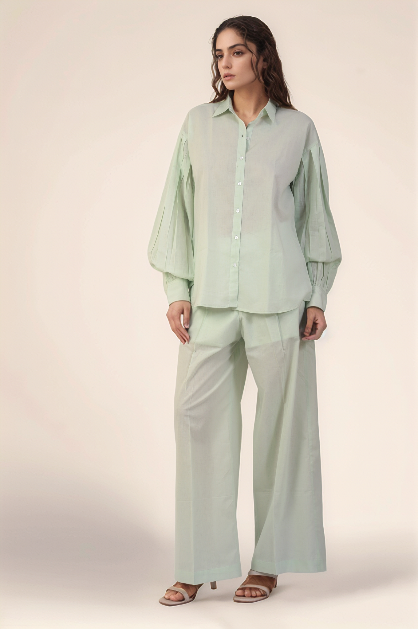 Mint Green Cotton Loose Trouser