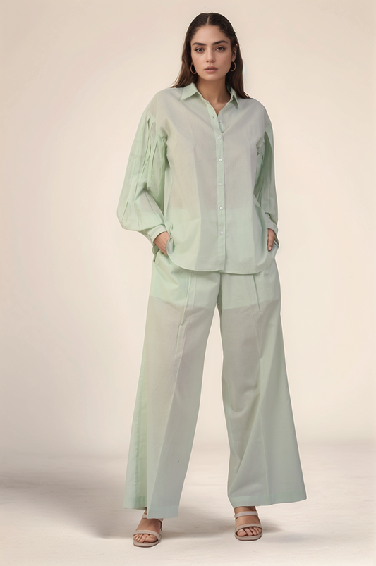 Mint Green Cotton Loose Trouser
