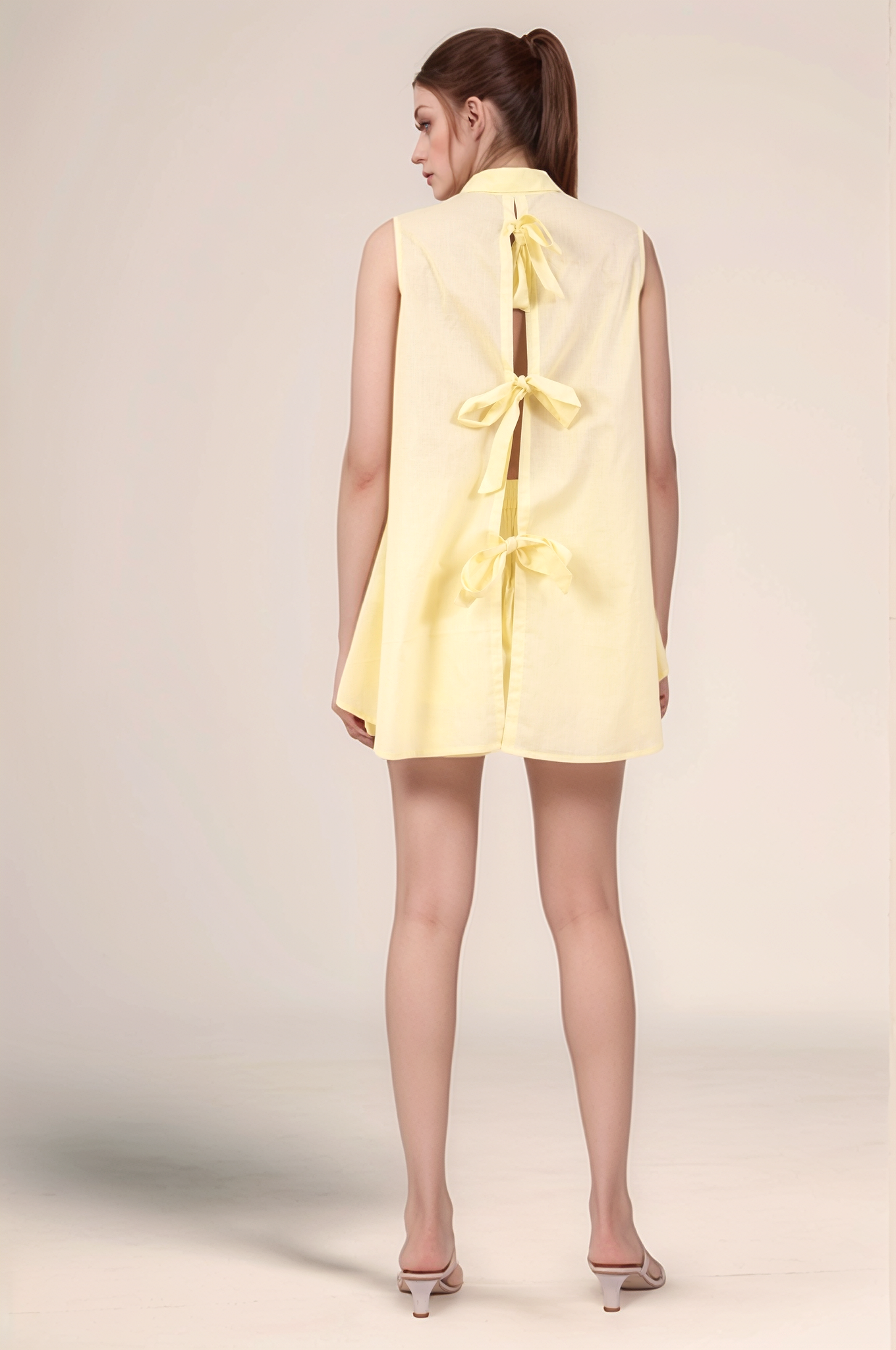 Pale Yellow Cotton Back Knot Shirt